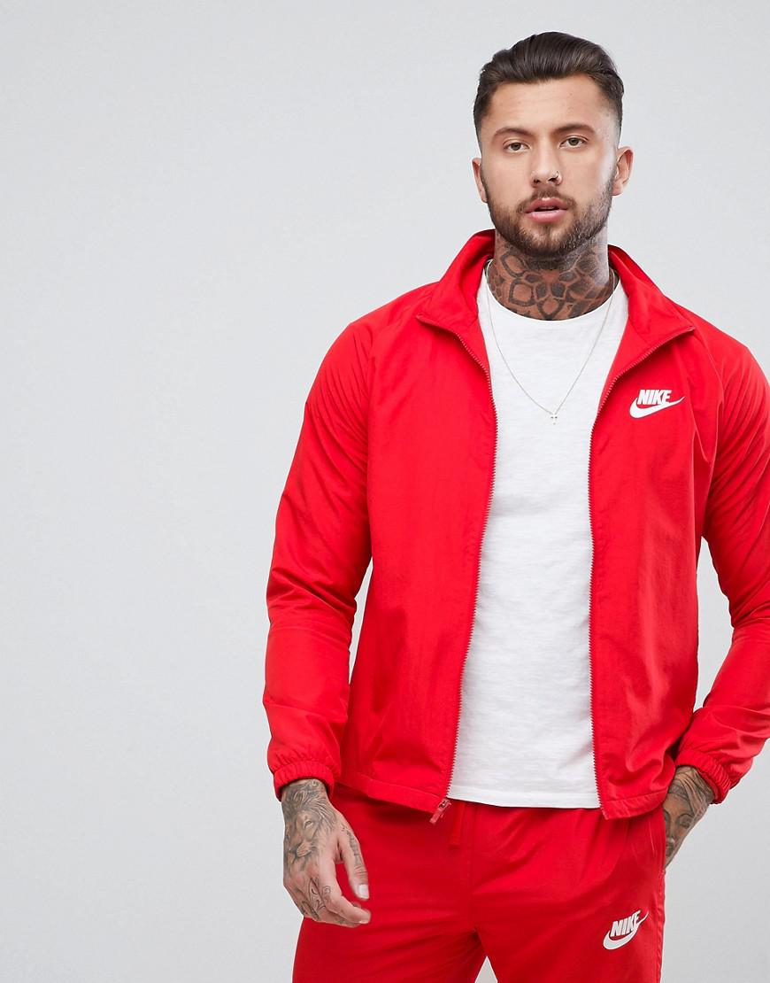 red nike jogging suit mens