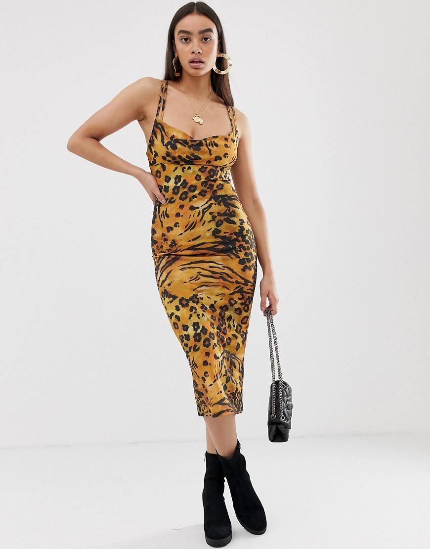 cowl midi slip dress