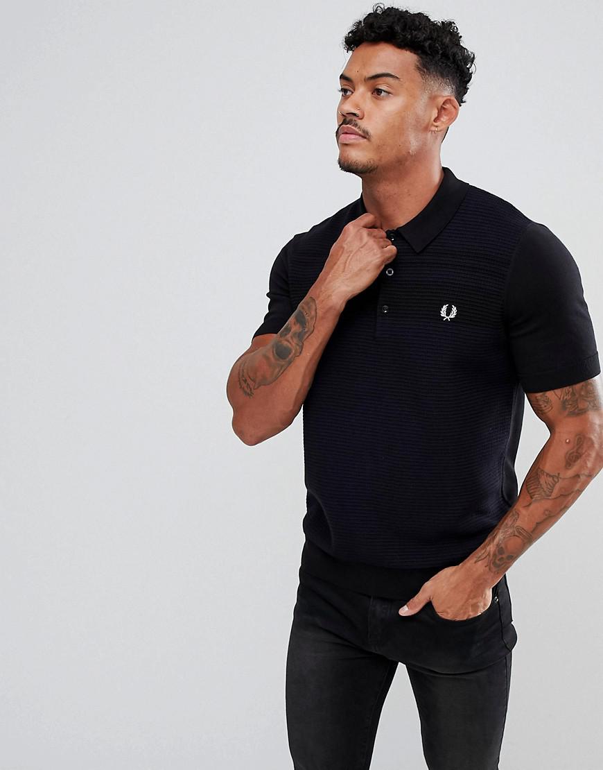 fred perry textured knit polo shirt
