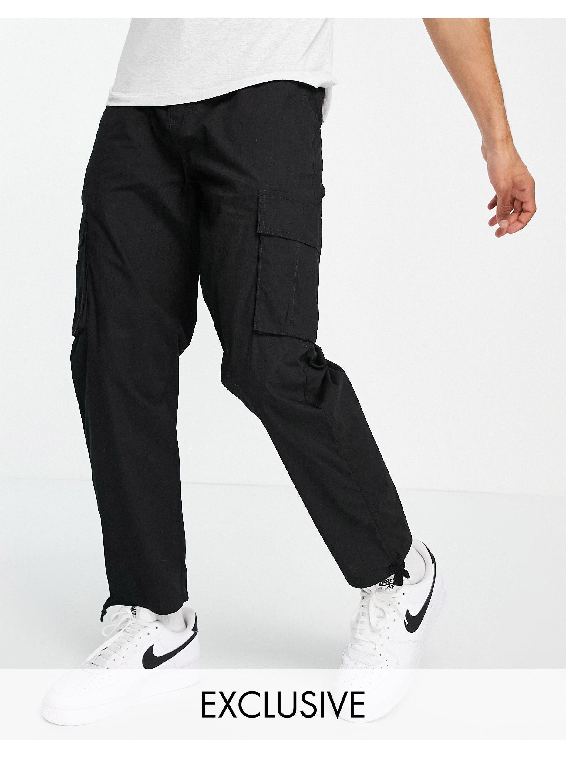 New Look Straight Fit Ripstop Cargos in Black for Men | Lyst