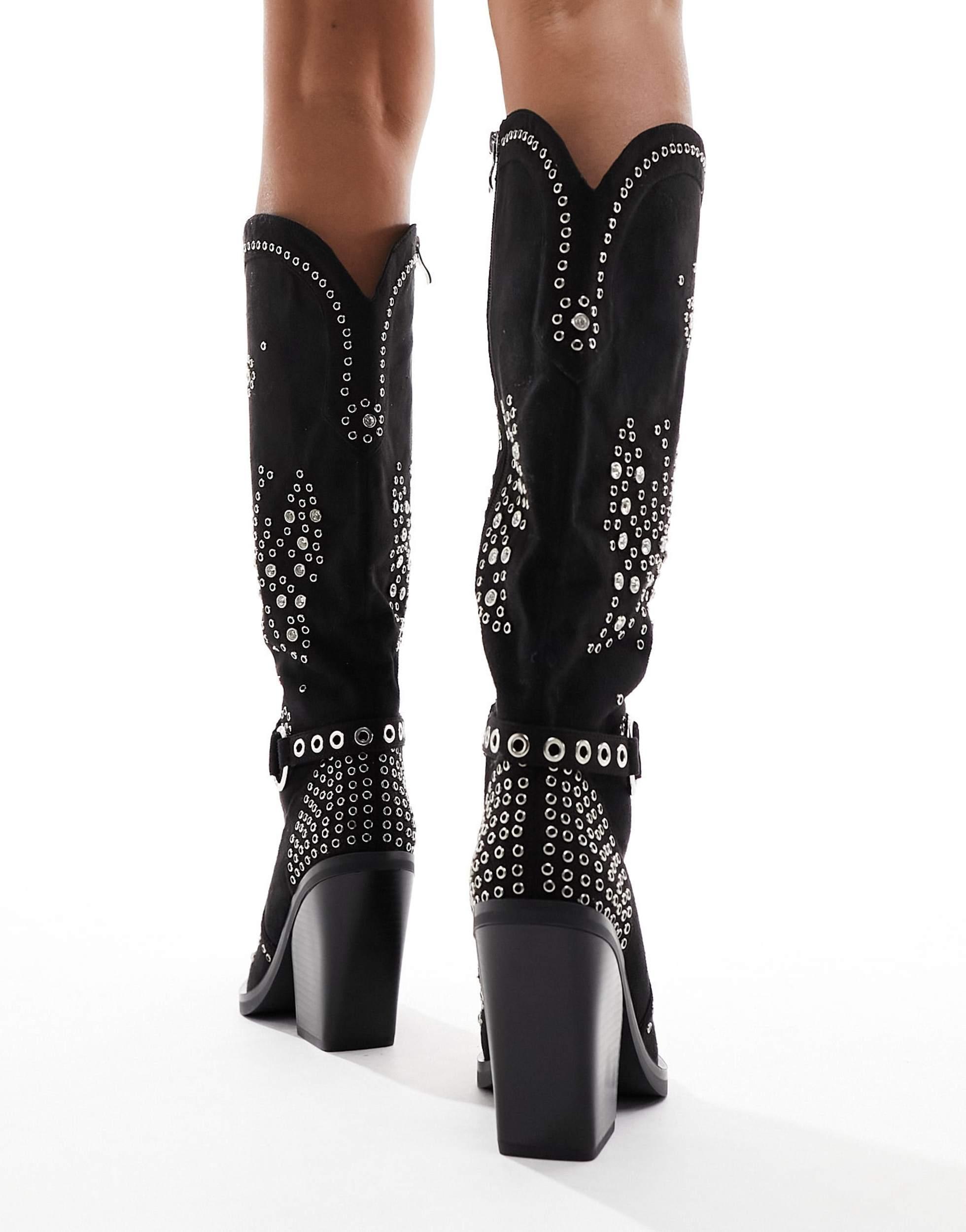 SIMMI Simmi London Delano Butterfly Embellished Western Boot in Black Lyst