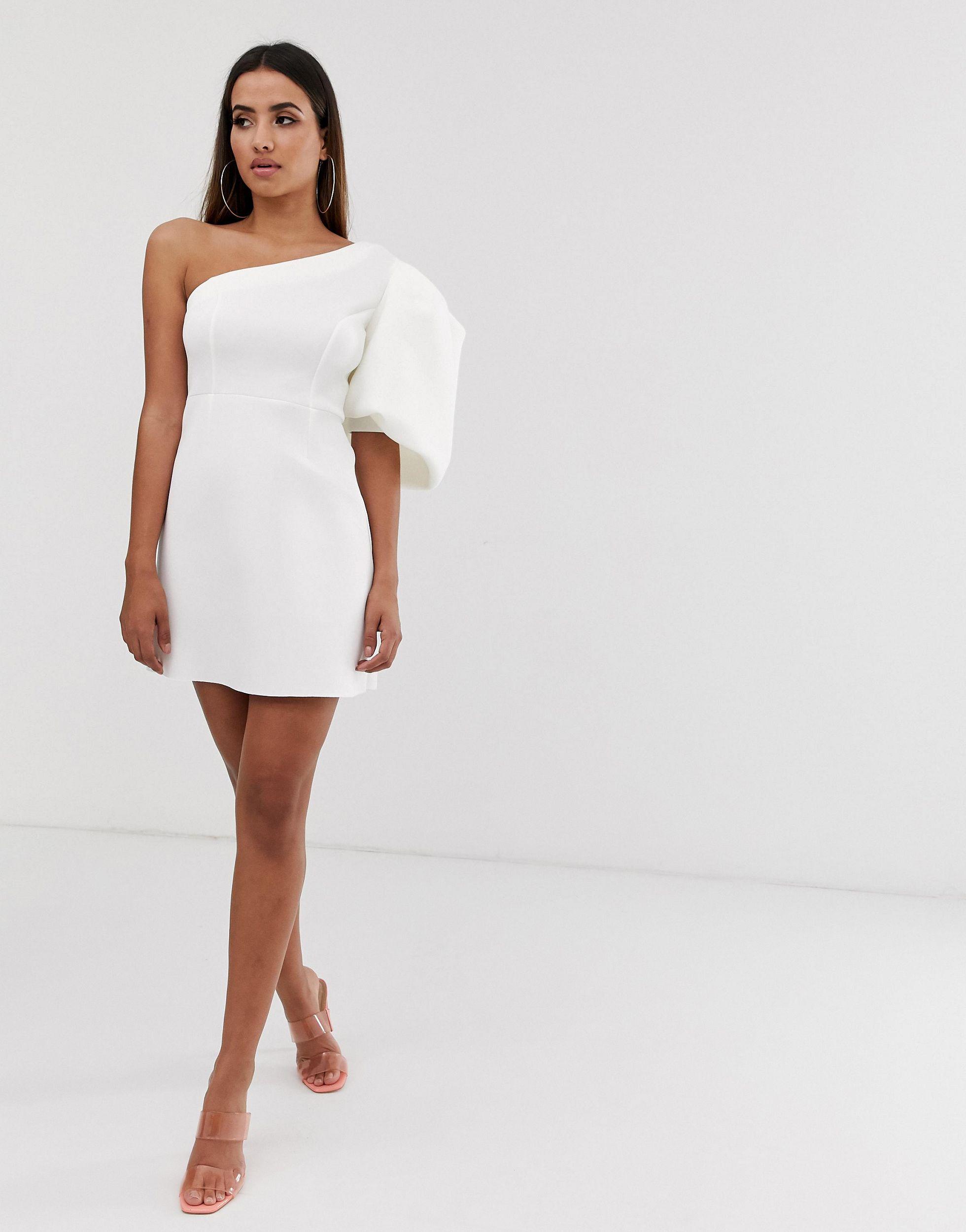 Shoulder Puff Sleeve Mini Skater Dress 