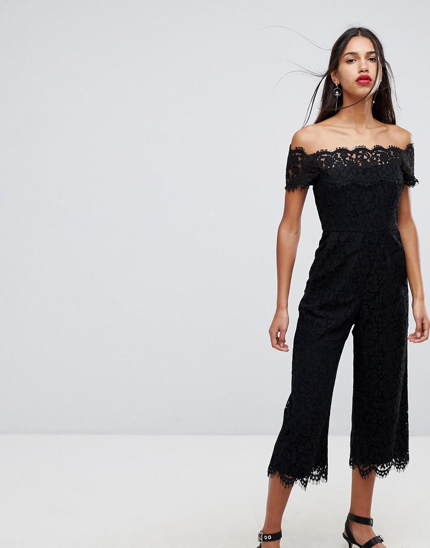 off the shoulder lace jumpsuit