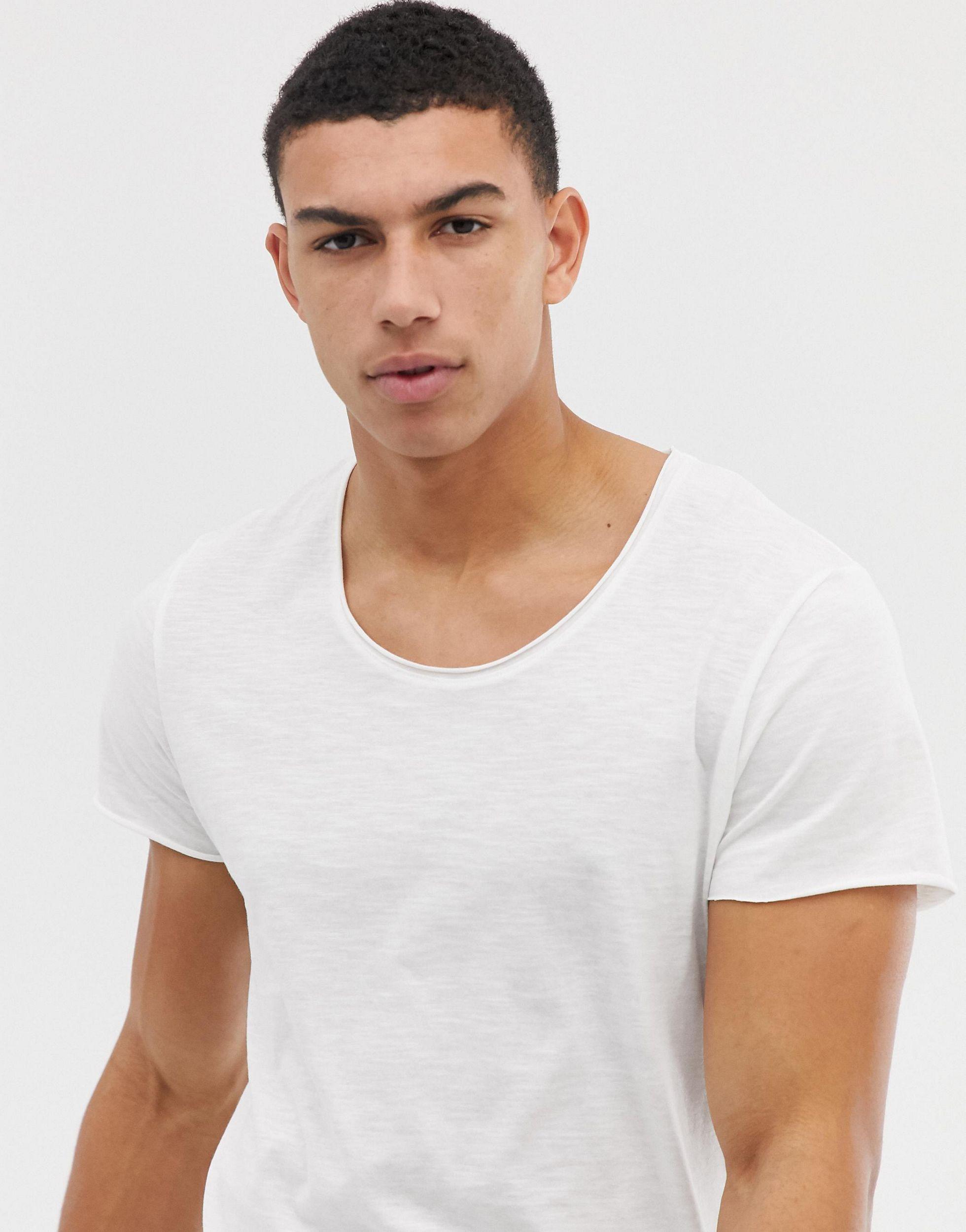 Jack & Jones Denim Essentials Scoop Neck Longline T-shirt in White for Men  | Lyst Australia