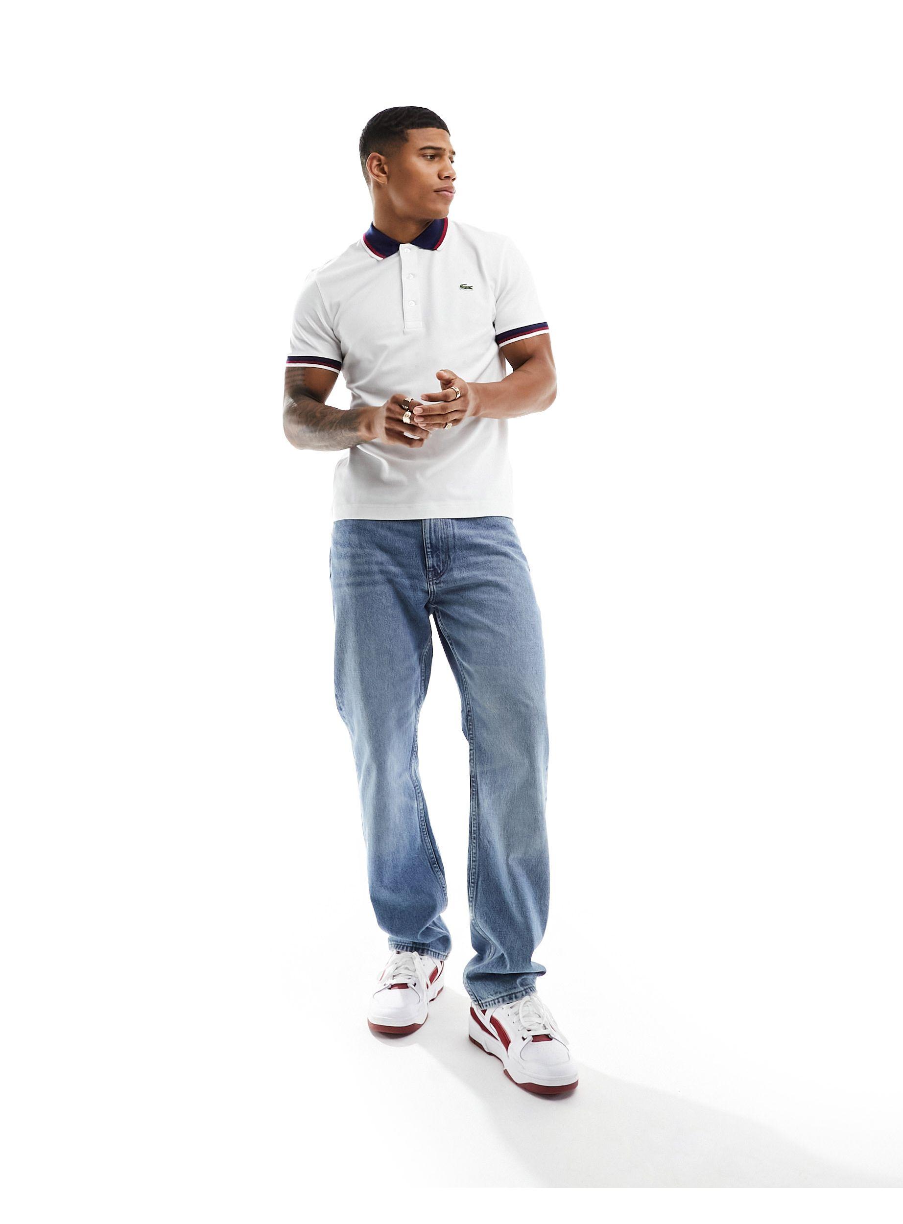 Lacoste Tipped Polo Shirt in White for Men | Lyst UK