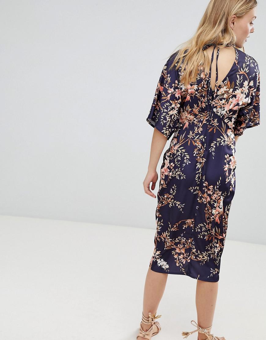hope & ivy knot front maxi dress with in multi floral