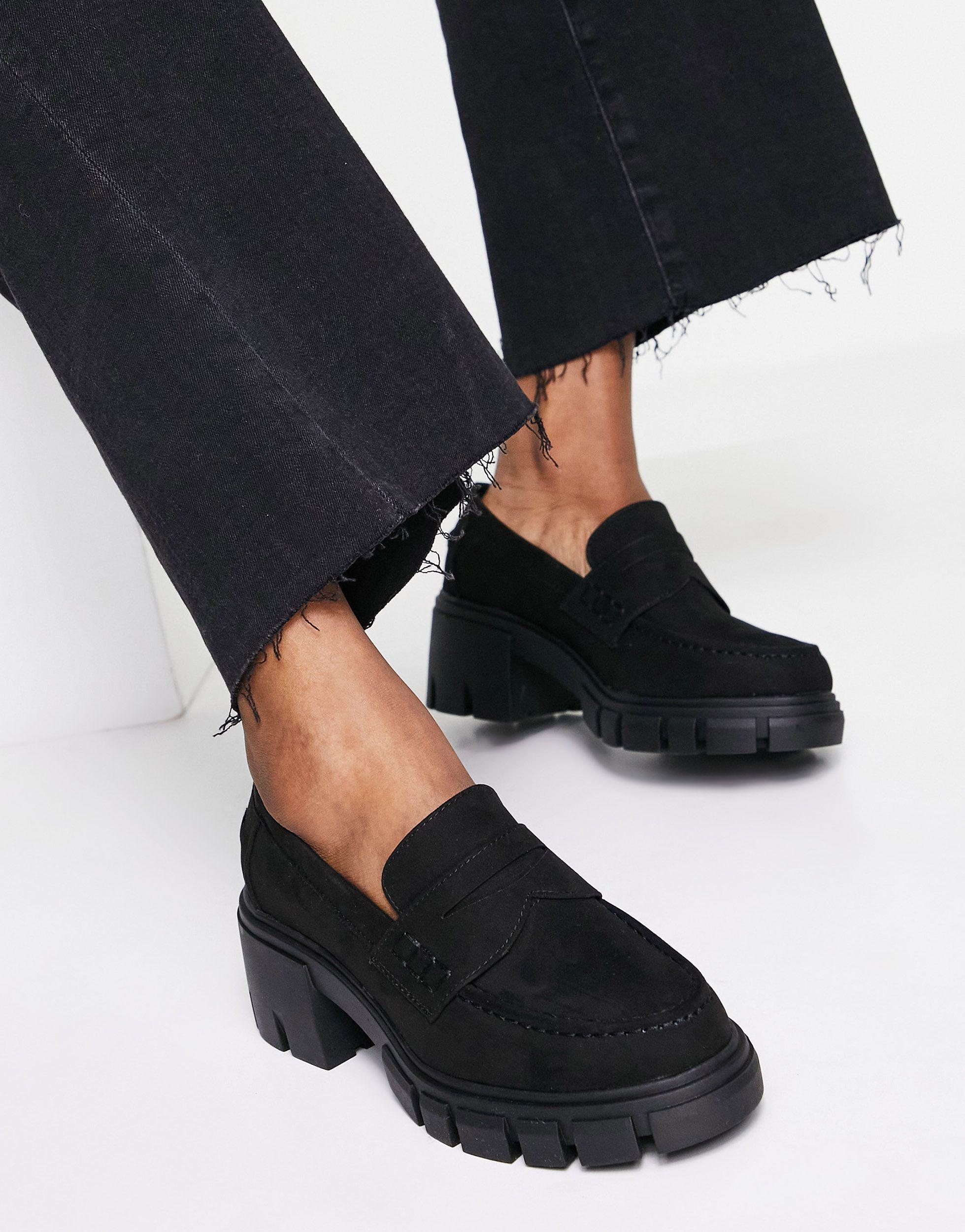 ASOS Monster Loafers Met Dikke Zool En Brede Pasvorm in het Zwart Dames Schoenen voor voor Platte schoenen voor Loafers en mocassins 