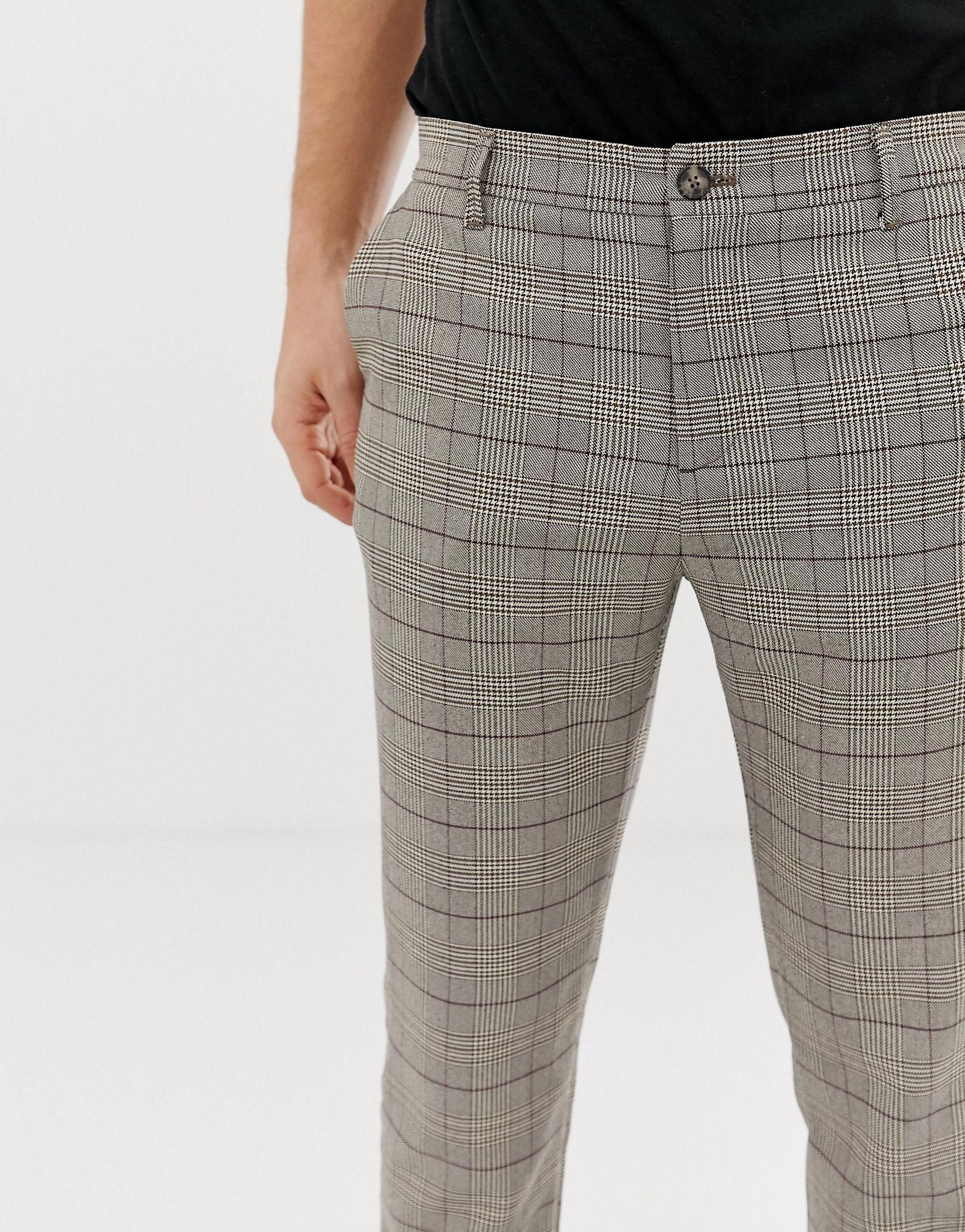 Pantalones ajustados a cuadros en marrón Bershka de Denim de color Marrón  para hombre | Lyst