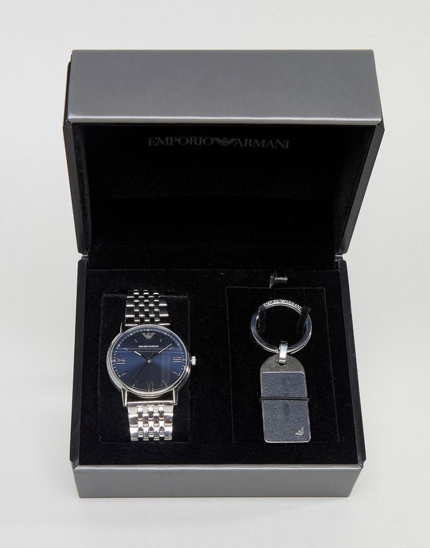 Emporio Armani Ar80010 Bracelet Watch & Keychain Gift Set in Metallic