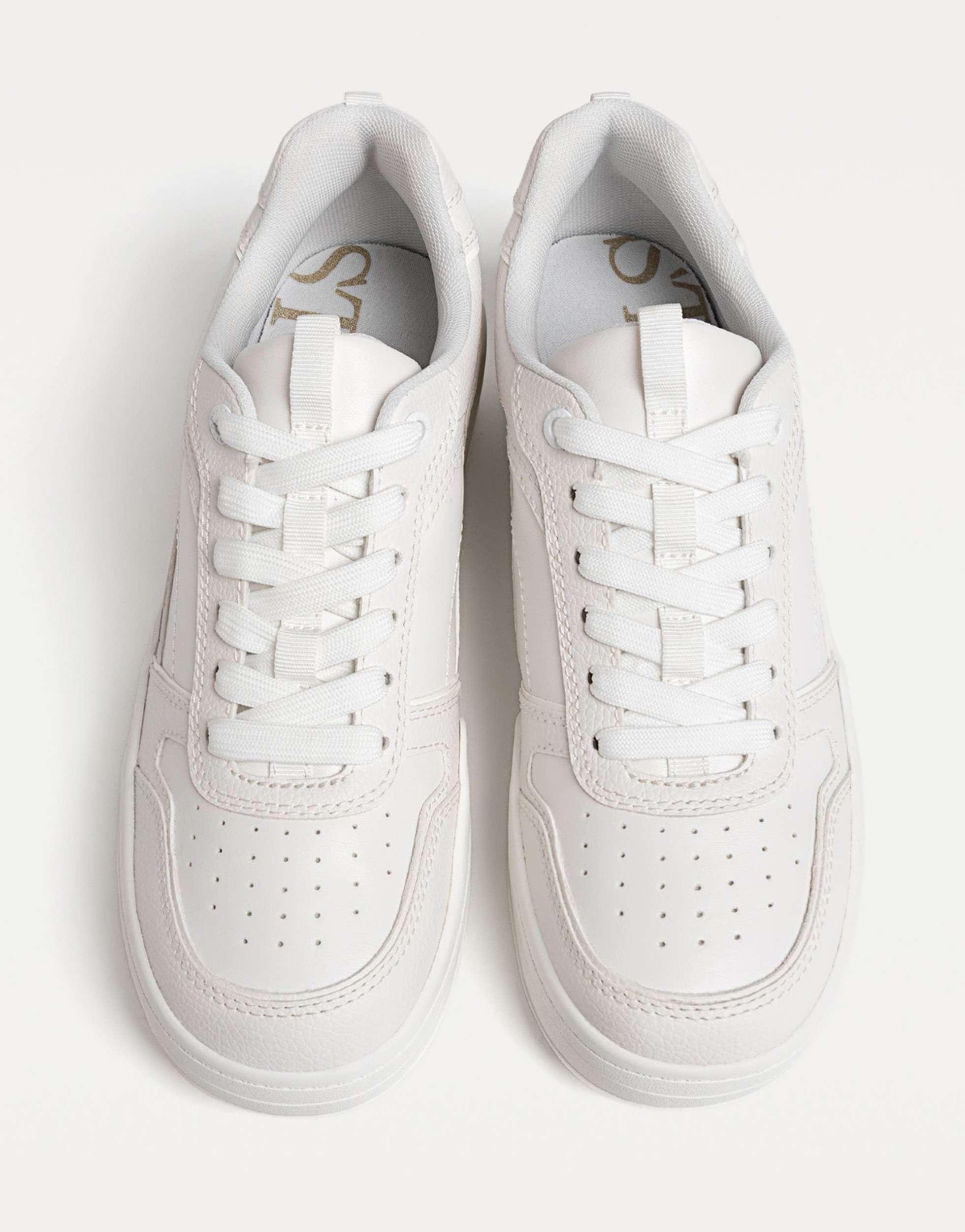 Baskets Chaussures Stradivarius Femme Baskets Perforées En Cuir