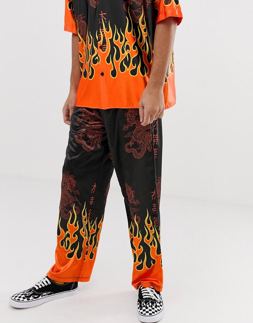 Jaded London Festival Two-piece Pants In Black With Flame Print for Men |  Lyst
