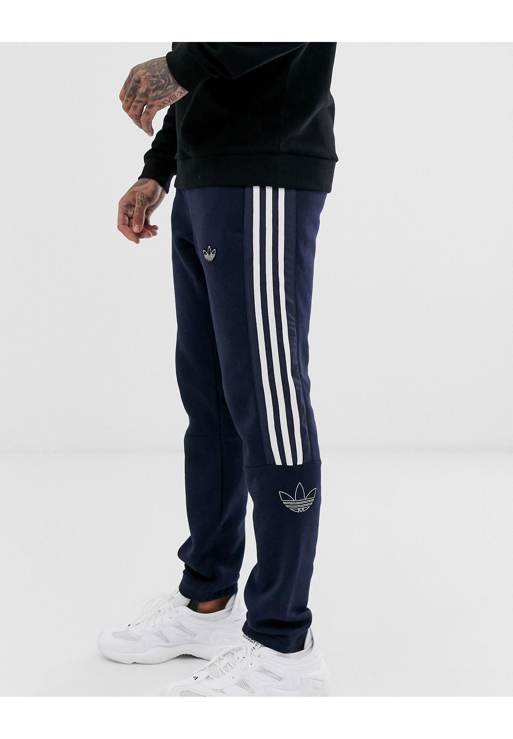 adidas originals joggers with outline trefoil in navy