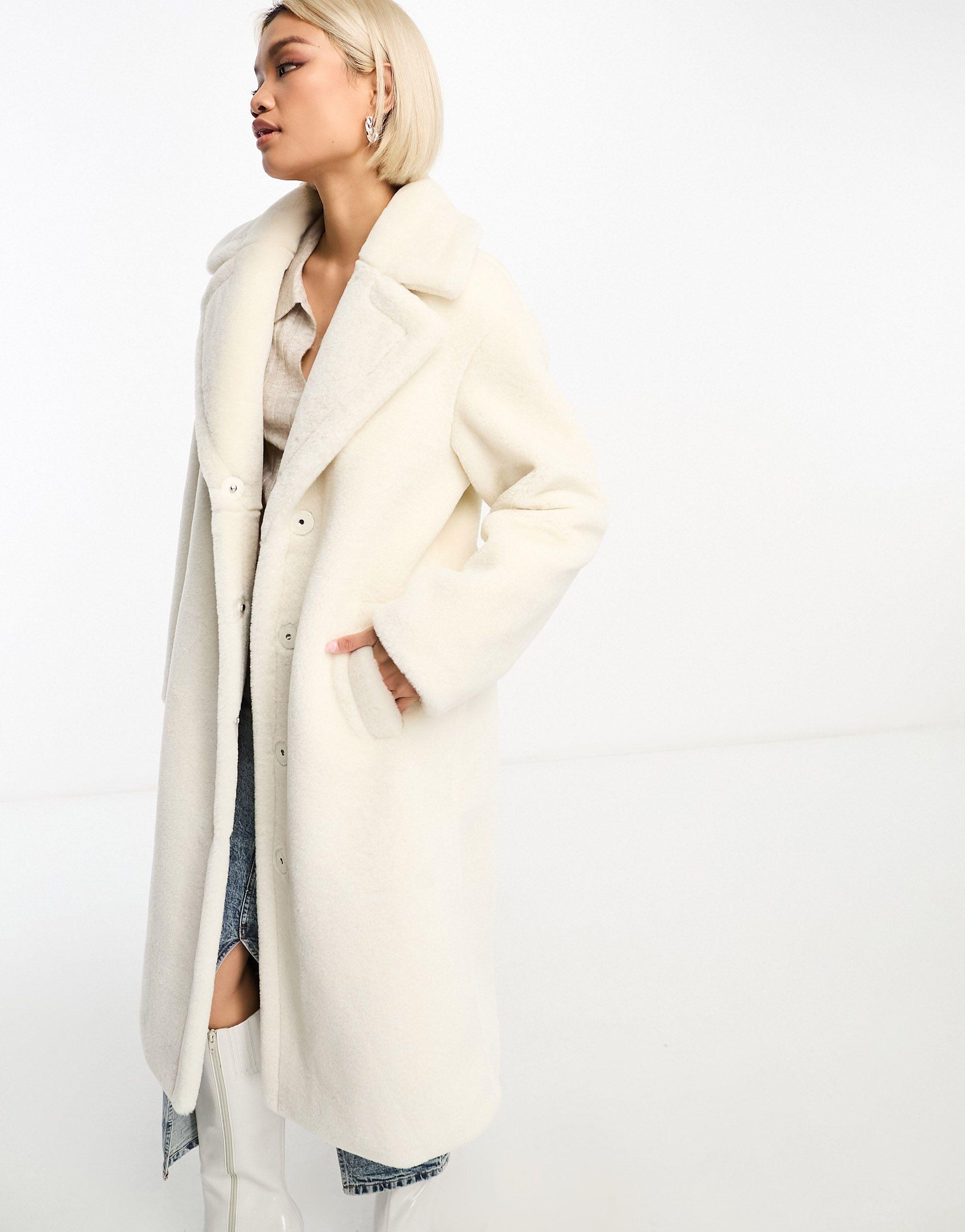Glamorous Longline Relaxed Coat in Natural Lyst UK