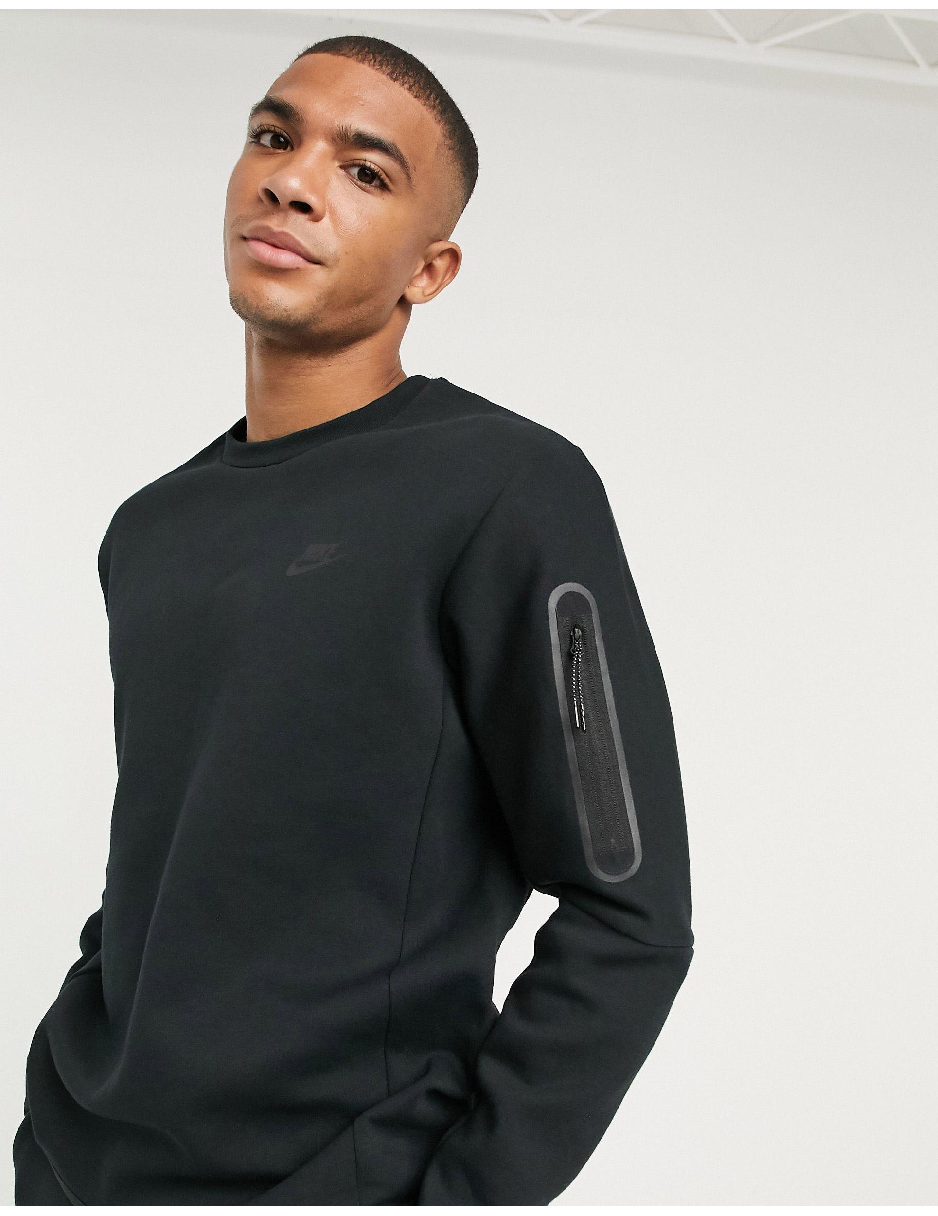 nike tech fleece crew neck sweat in grey
