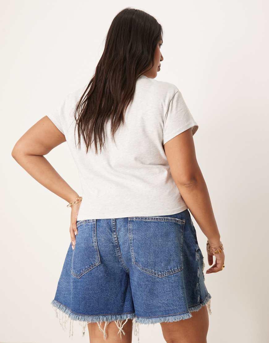 ASOS Asos Design Curve Denim Longline A Line Short in Blue Lyst UK