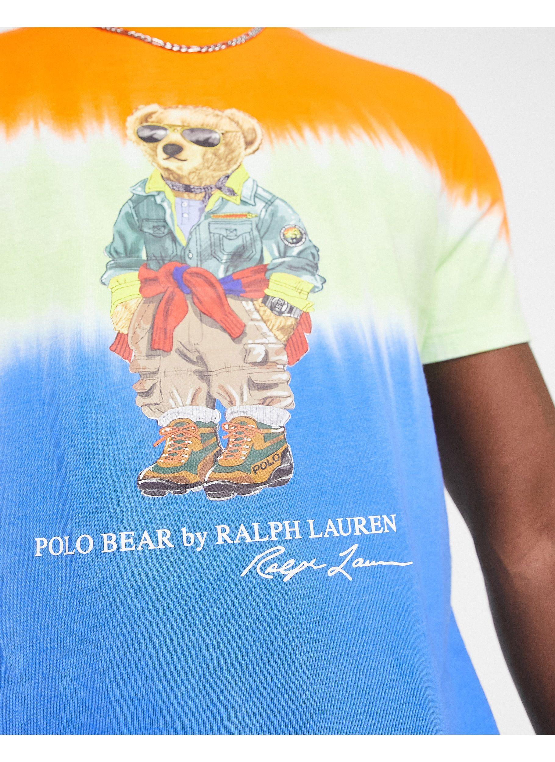 Polo Ralph Lauren Outdoor Bear Print Tie Dye T-shirt in Blue for Men | Lyst