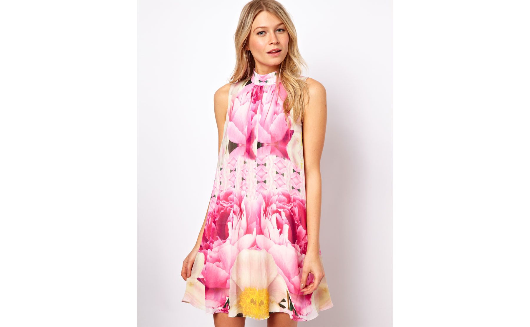 Lyst - Ted Baker Aliah Floral Swing Dress in Pink
