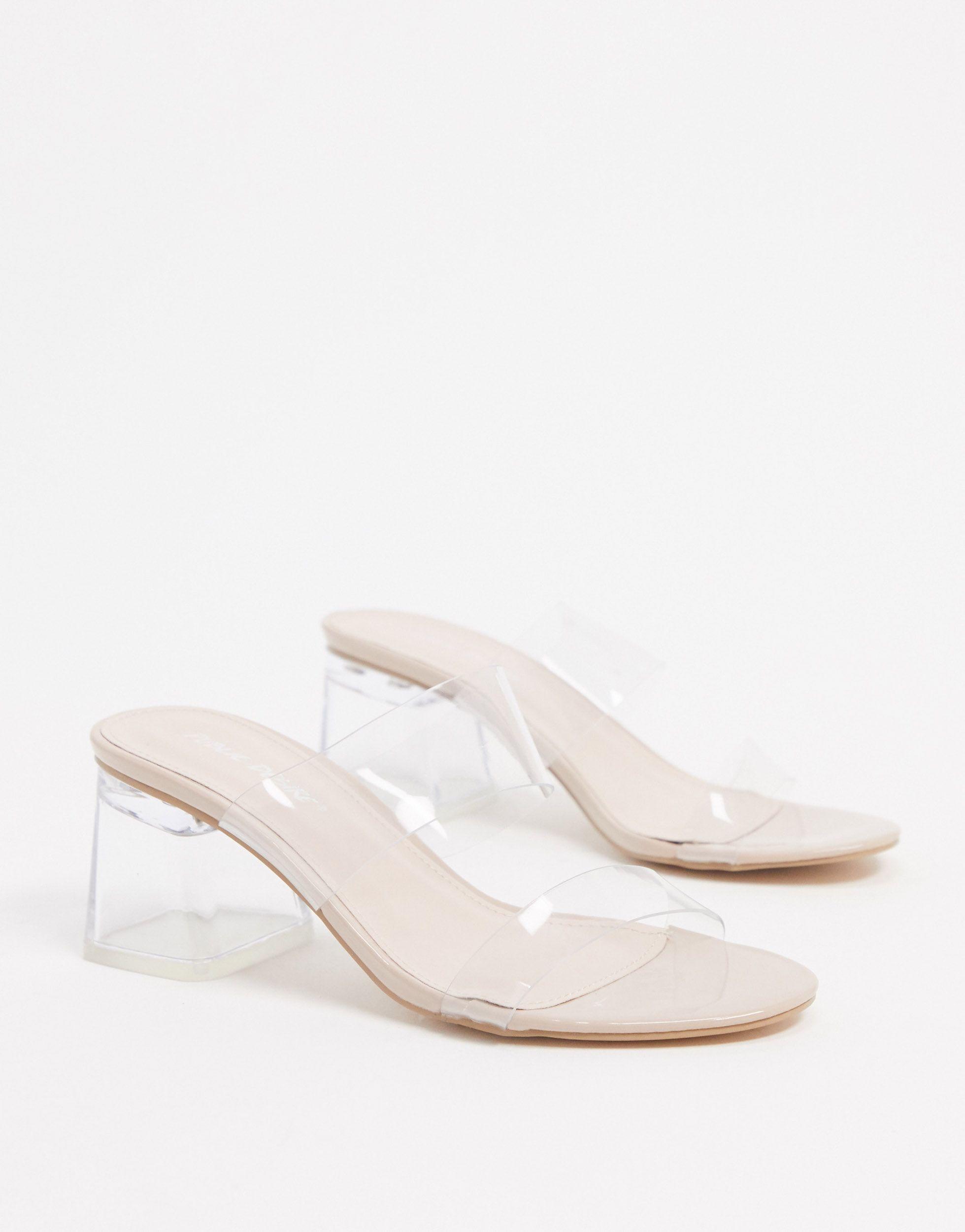 Clear kitten cheap heel mules