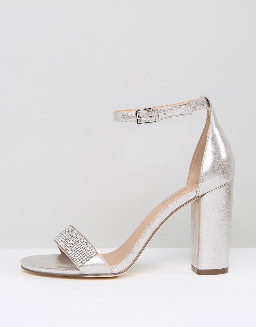 Call It Spring Mirelivia Silver Block Heel Sandals in Metallic | Lyst