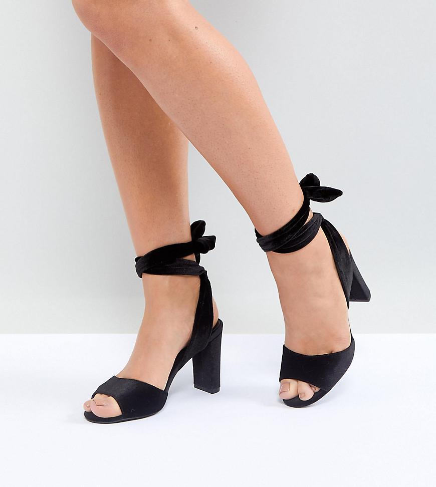 ankle tie block heels