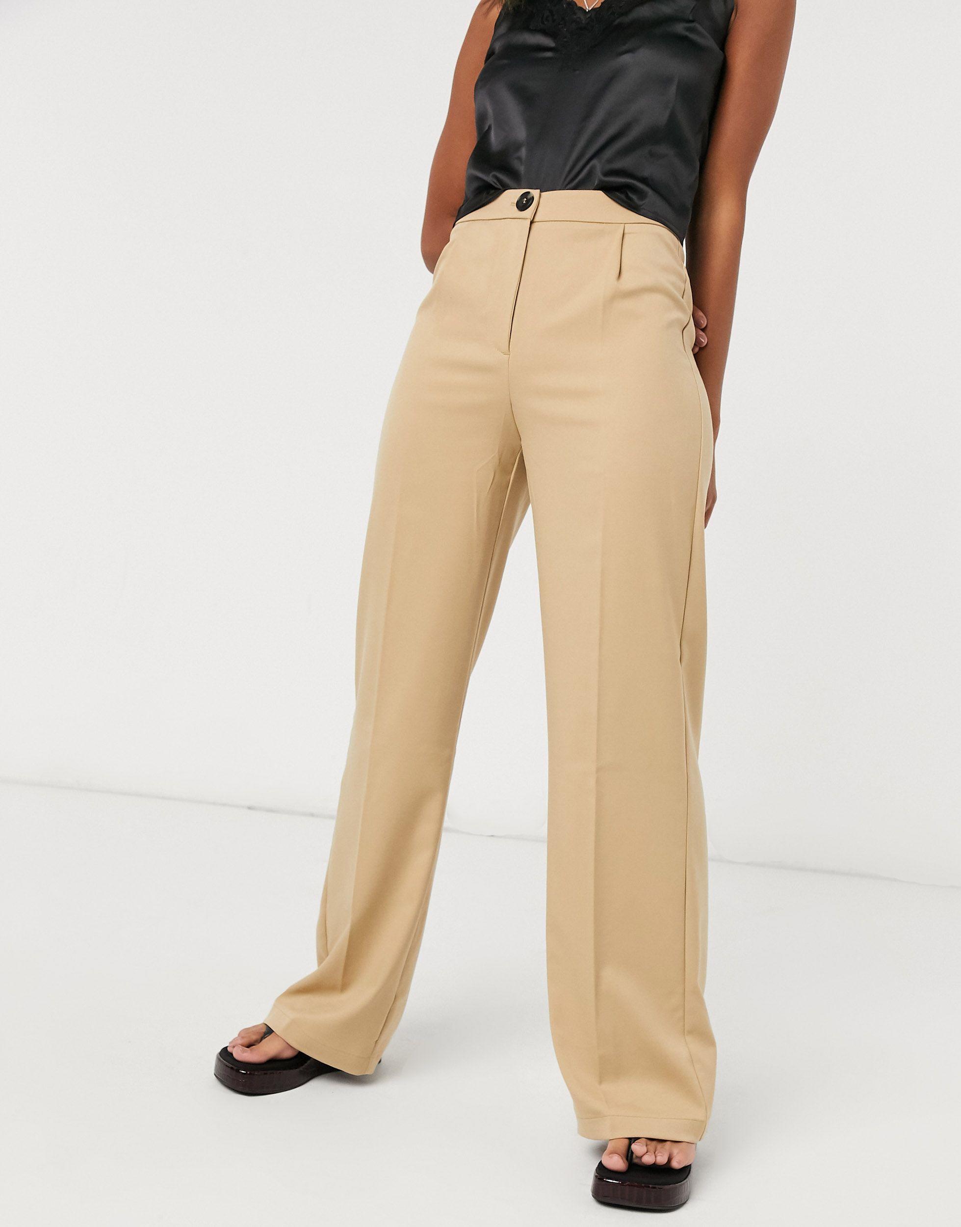 Bershka Wide Leg Relaxed Tailored Pant in Beige (Natural) | Lyst