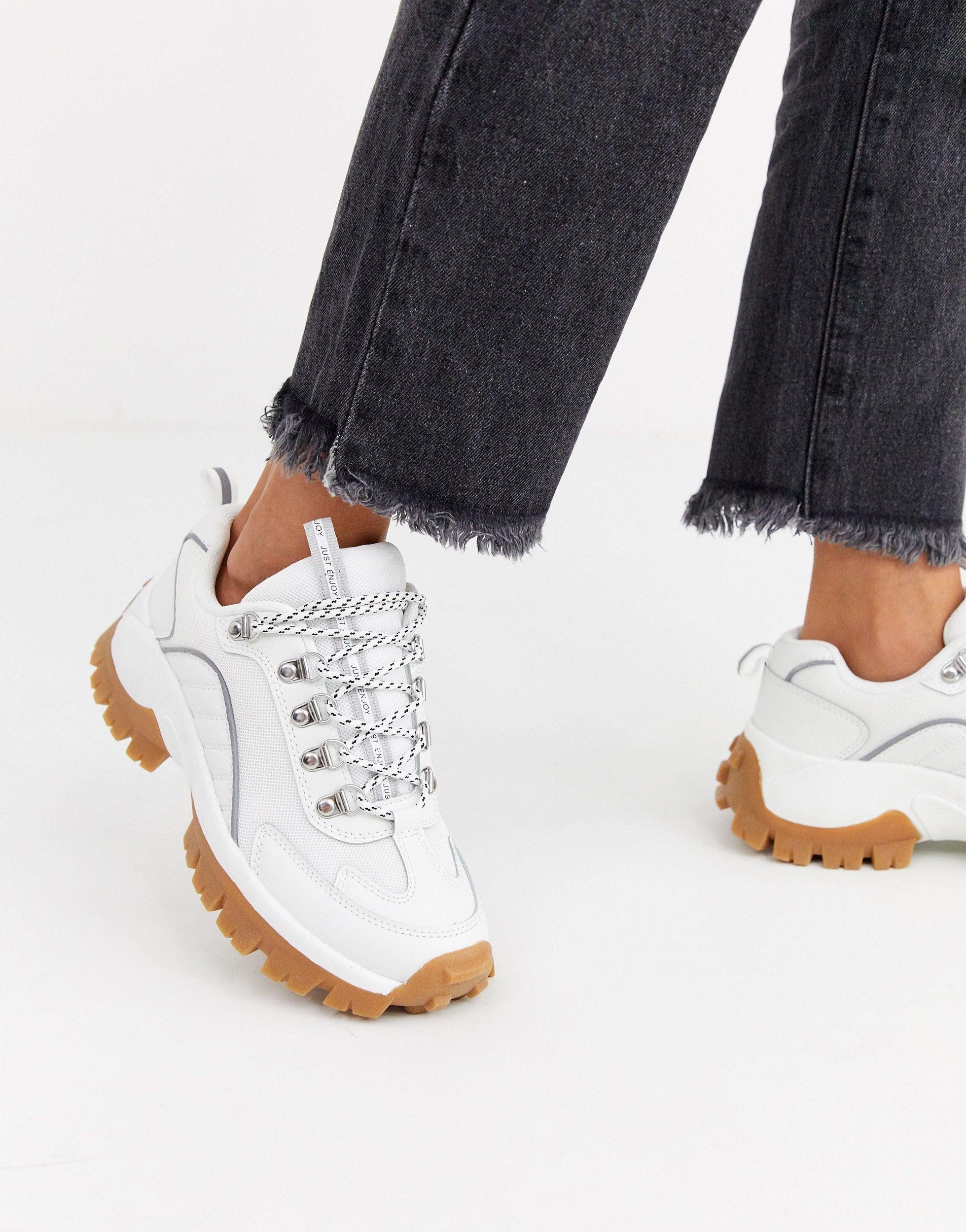 Stradivarius Gum Sole Chunky Trainers in White | Lyst