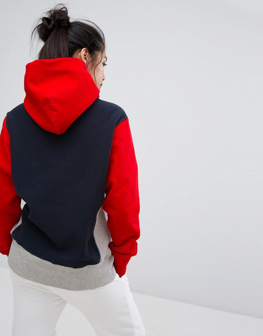 red blue grey champion hoodie