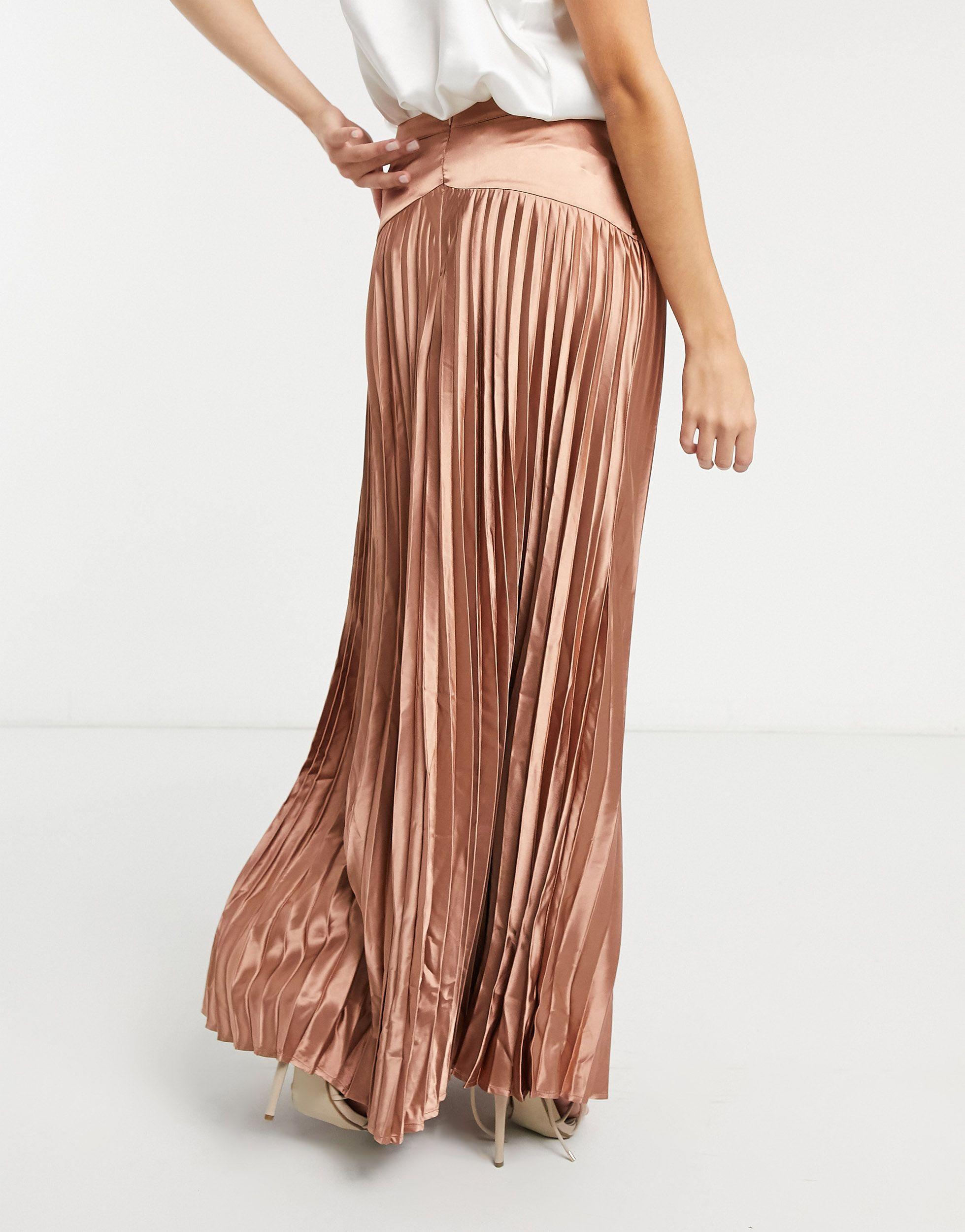 Vila Pleated Satin Maxi Skirt | Lyst