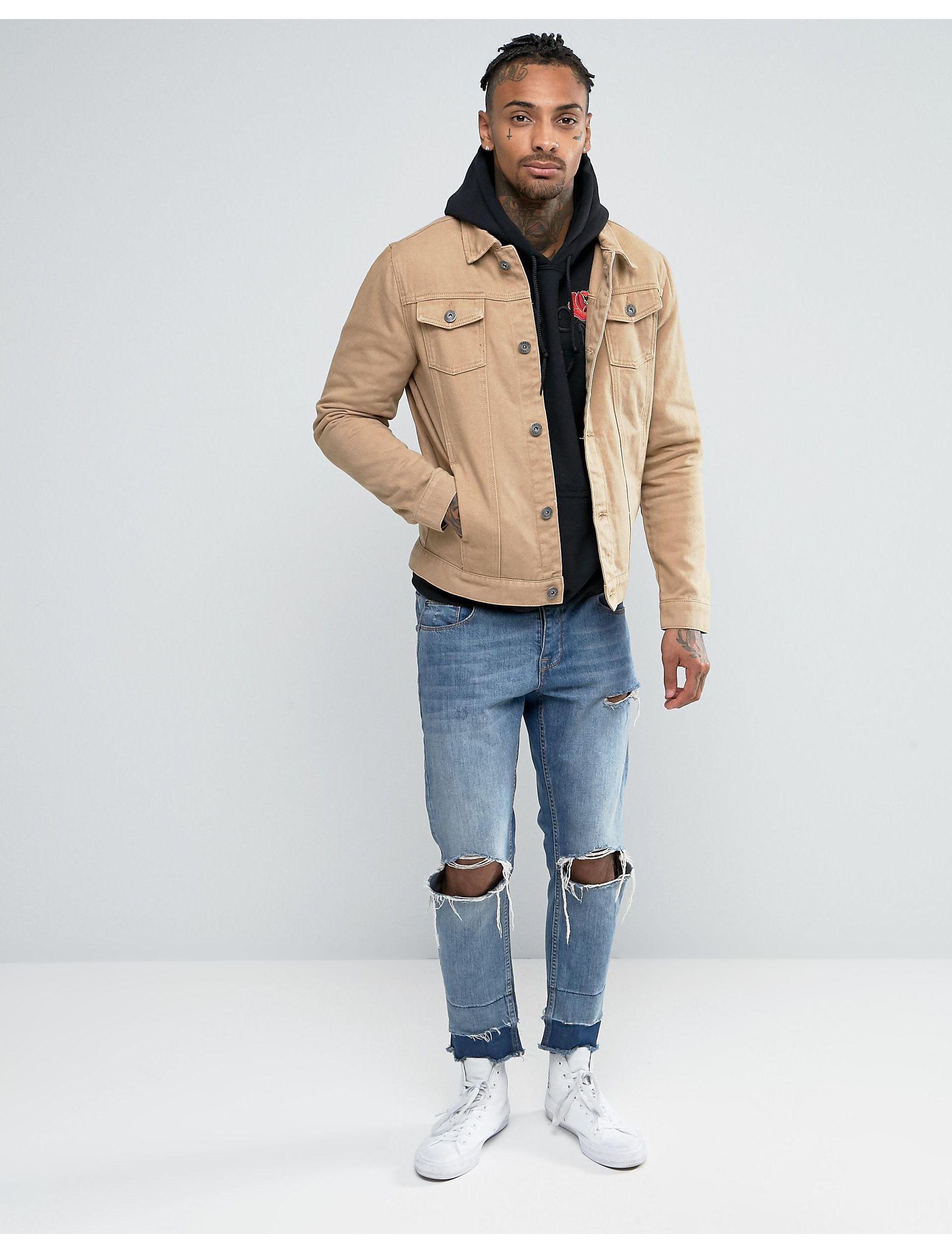 Liquor N Poker Tan Denim Jacket in Brown for Men - Lyst