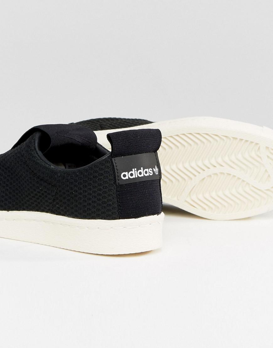 adidas originals black superstar slip on trainers