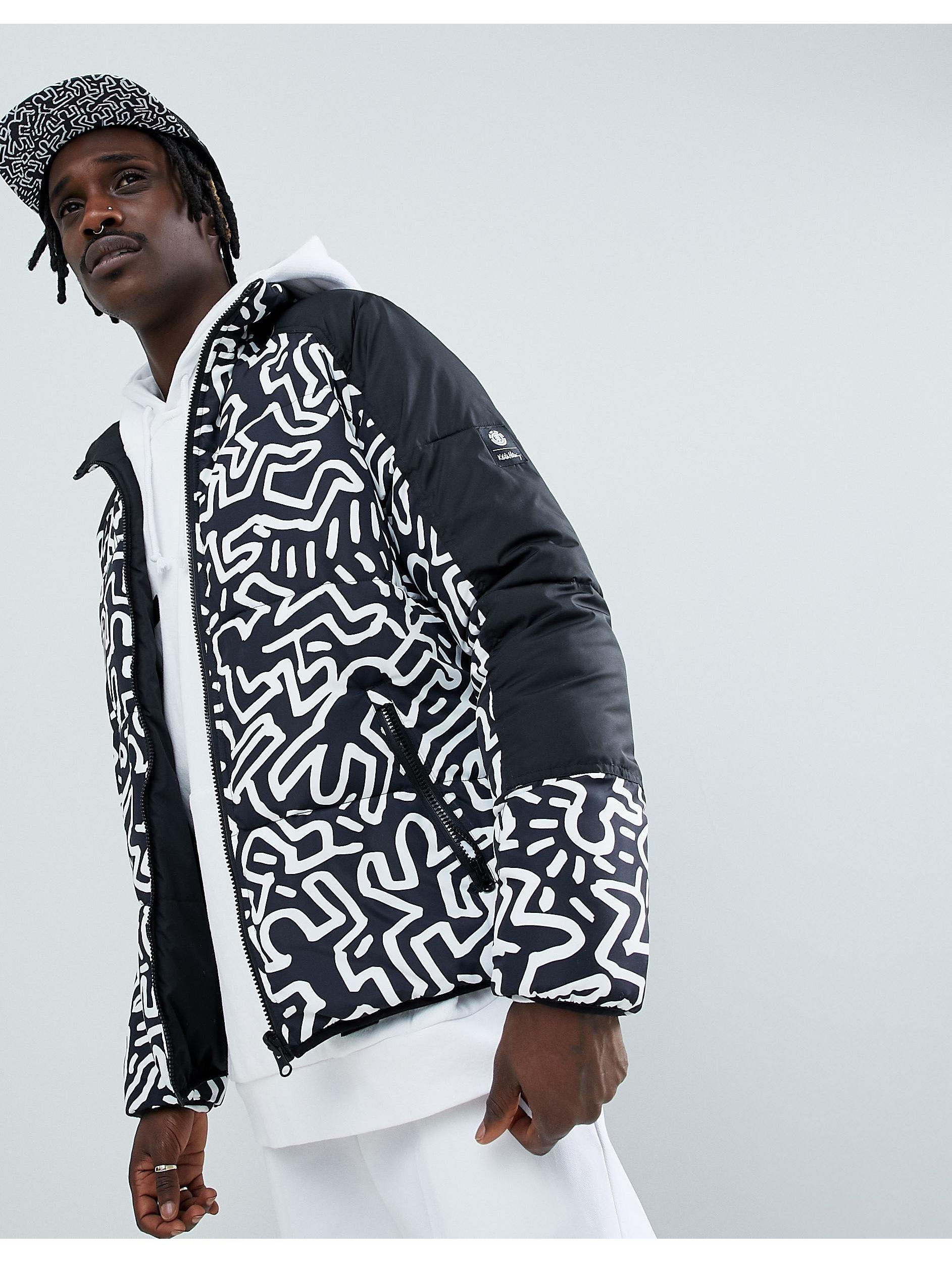 Element X Keith Haring Reversible Puffer Jacket in Black for Men