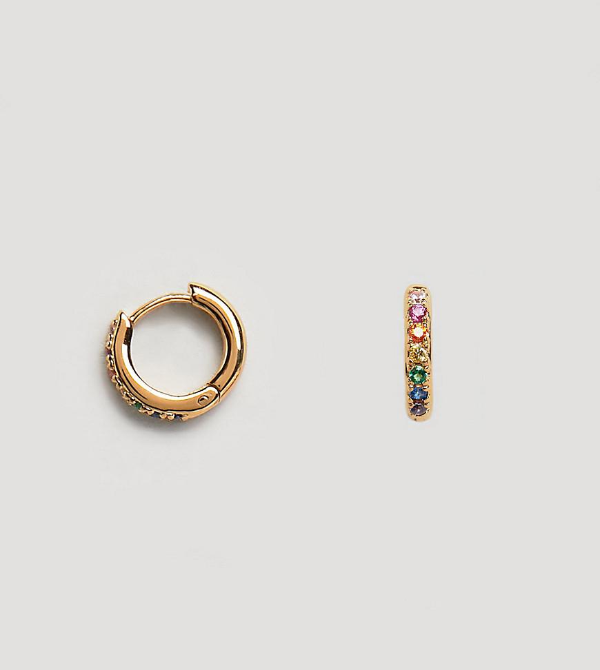 Orelia Gold Plated Rainbow Pave huggie Hoop Earrings in Metallic Lyst