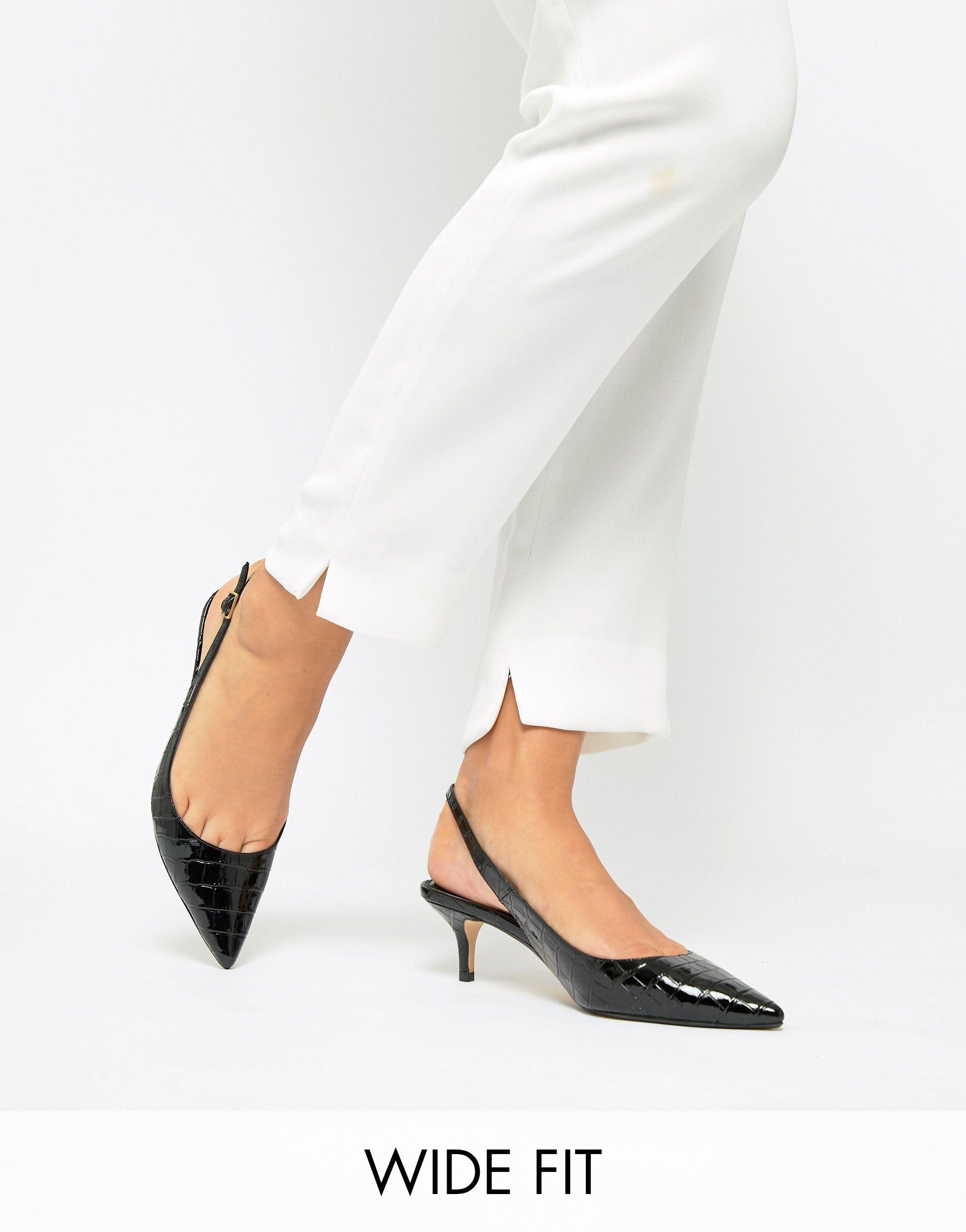 Dune Casanna Slingback Hakken Met Brede Pasvorm in het Zwart Lyst NL
