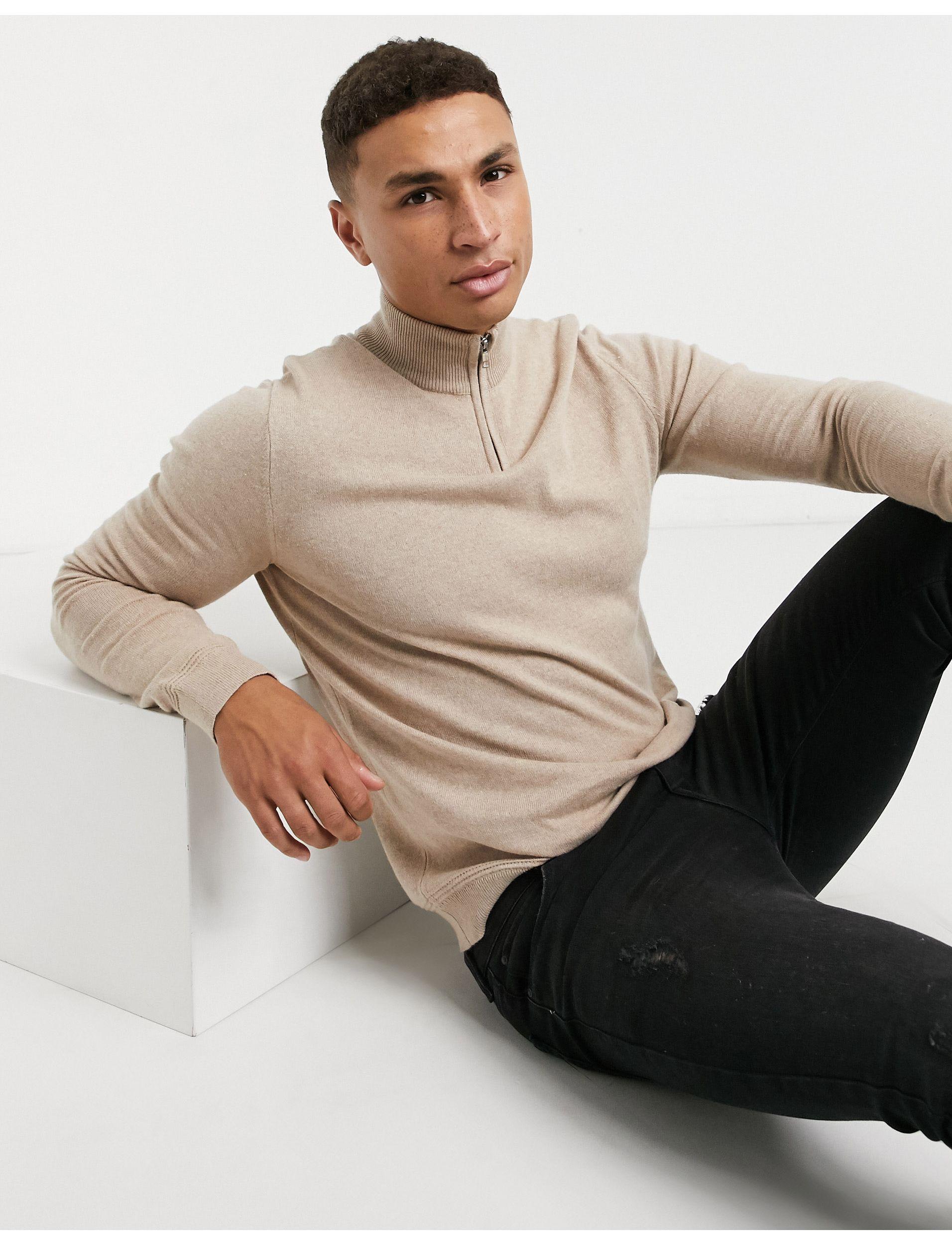 TOPMAN Knitted Half Zip Turtle Neck 