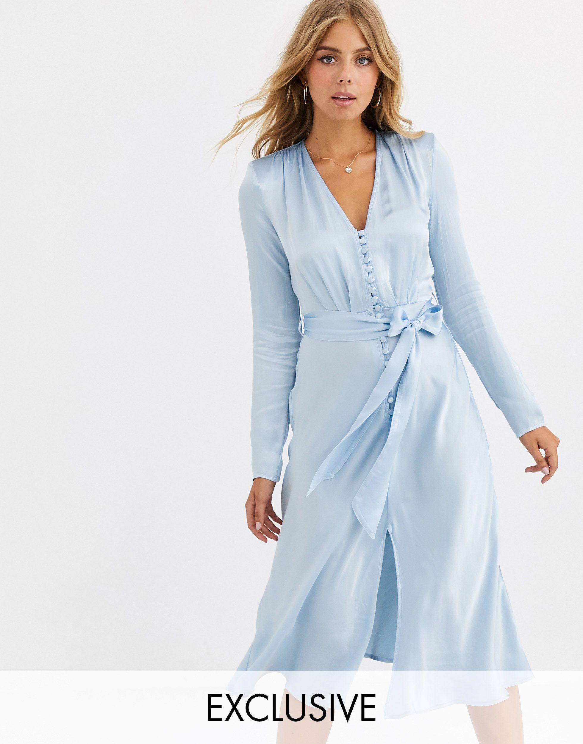 Esclusiva - Meryl - Vestito midiGhost in Satin di colore Blu | Lyst