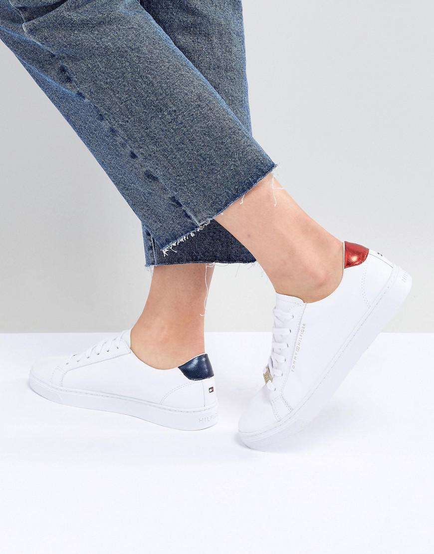 Tommy Hilfiger Denim Classic Lace Up Trainers in White | Lyst