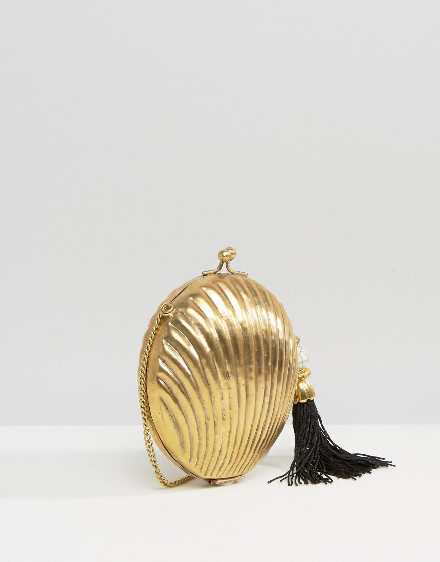 gold shell bag