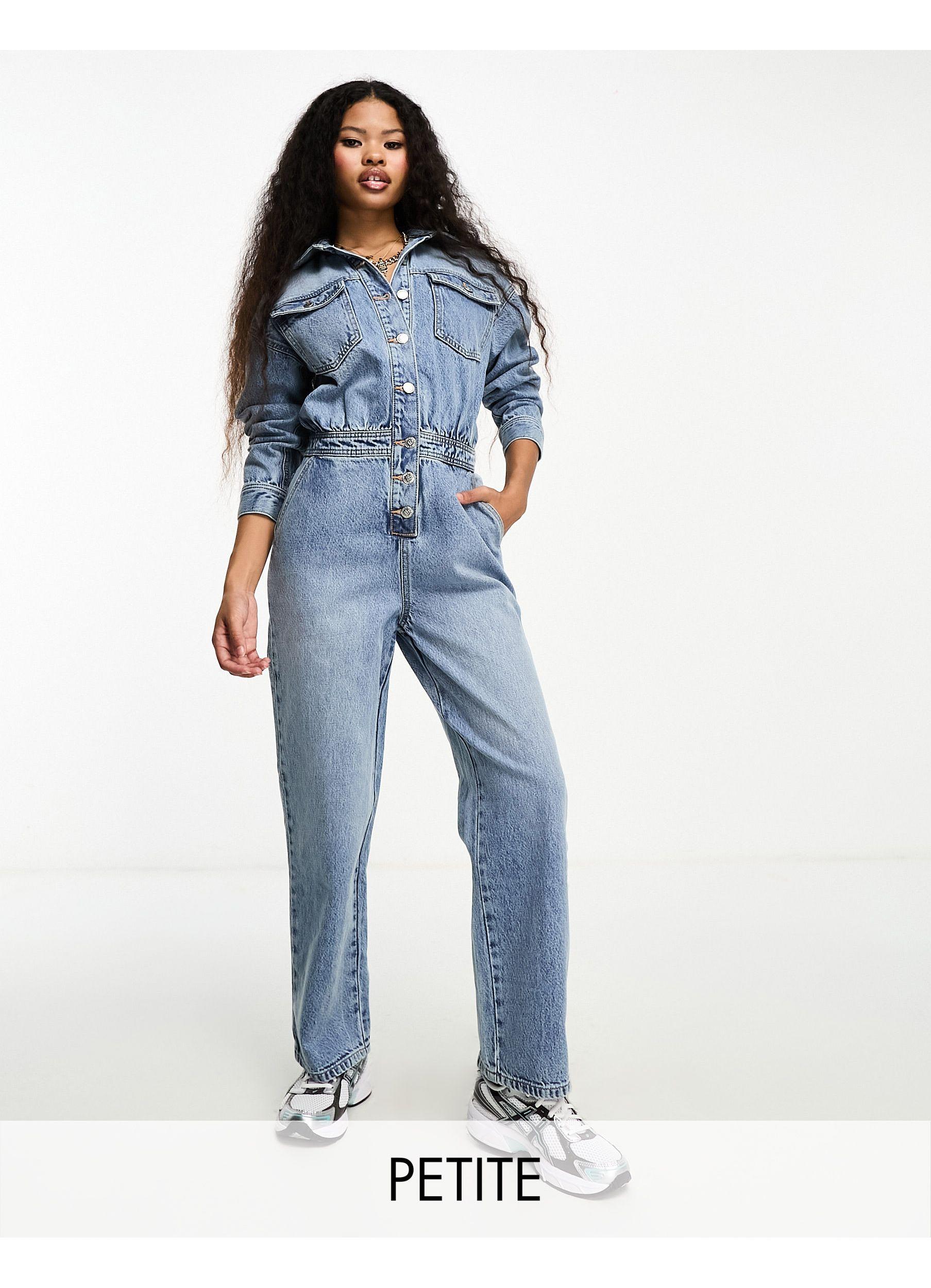 Miss Selfridge Denim Boiler Suit in Blue Lyst