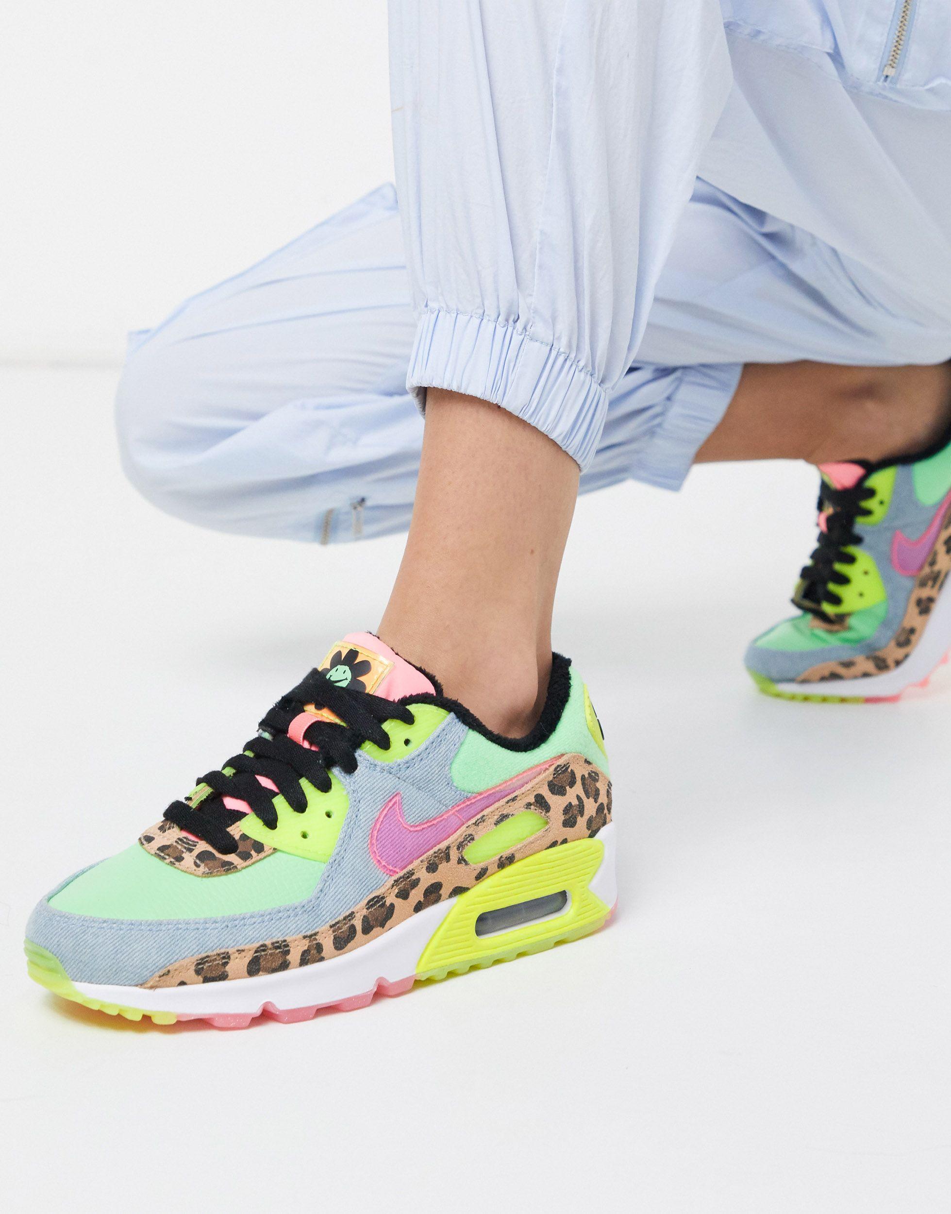 Nike Air Max 90 - Neon Sneakers Met Luipaardprint | Lyst NL