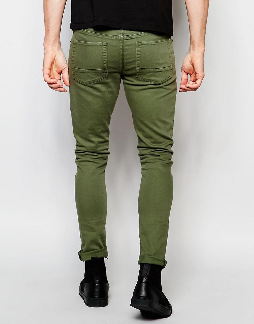 ASOS Dark Future Super Skinny Jeans In Green for Men - Lyst