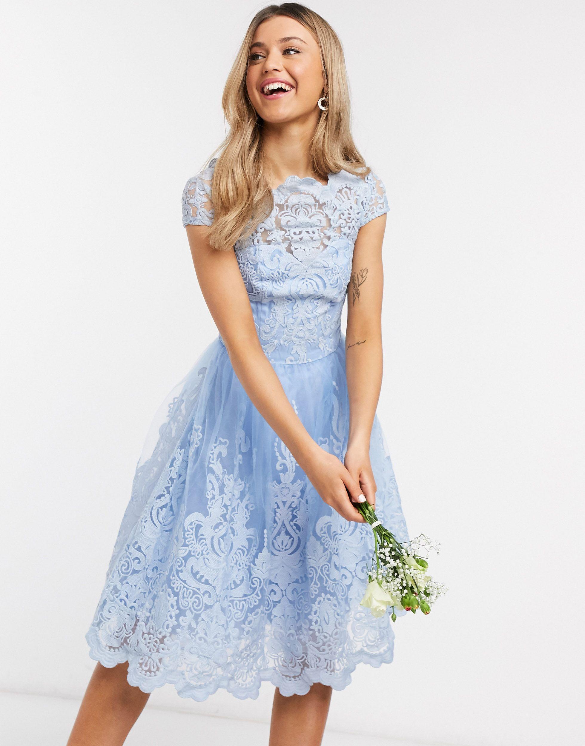 Chi Chi London Chi Chi Bridesmaid Rhiannon Lace Dress in Blue | Lyst Canada