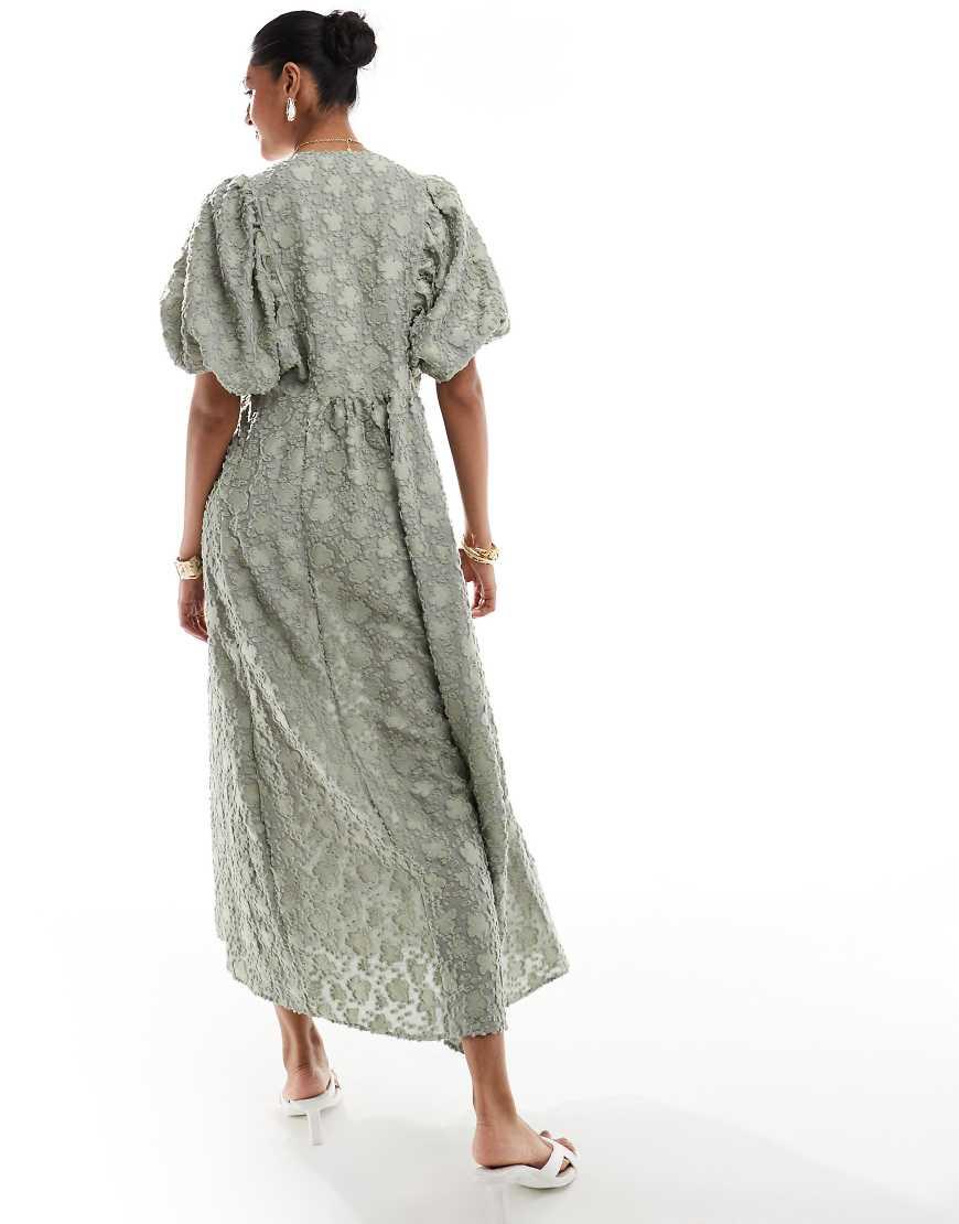 & Other Stories Maxi Dress With Volume Sleeves in Green | Lyst UK