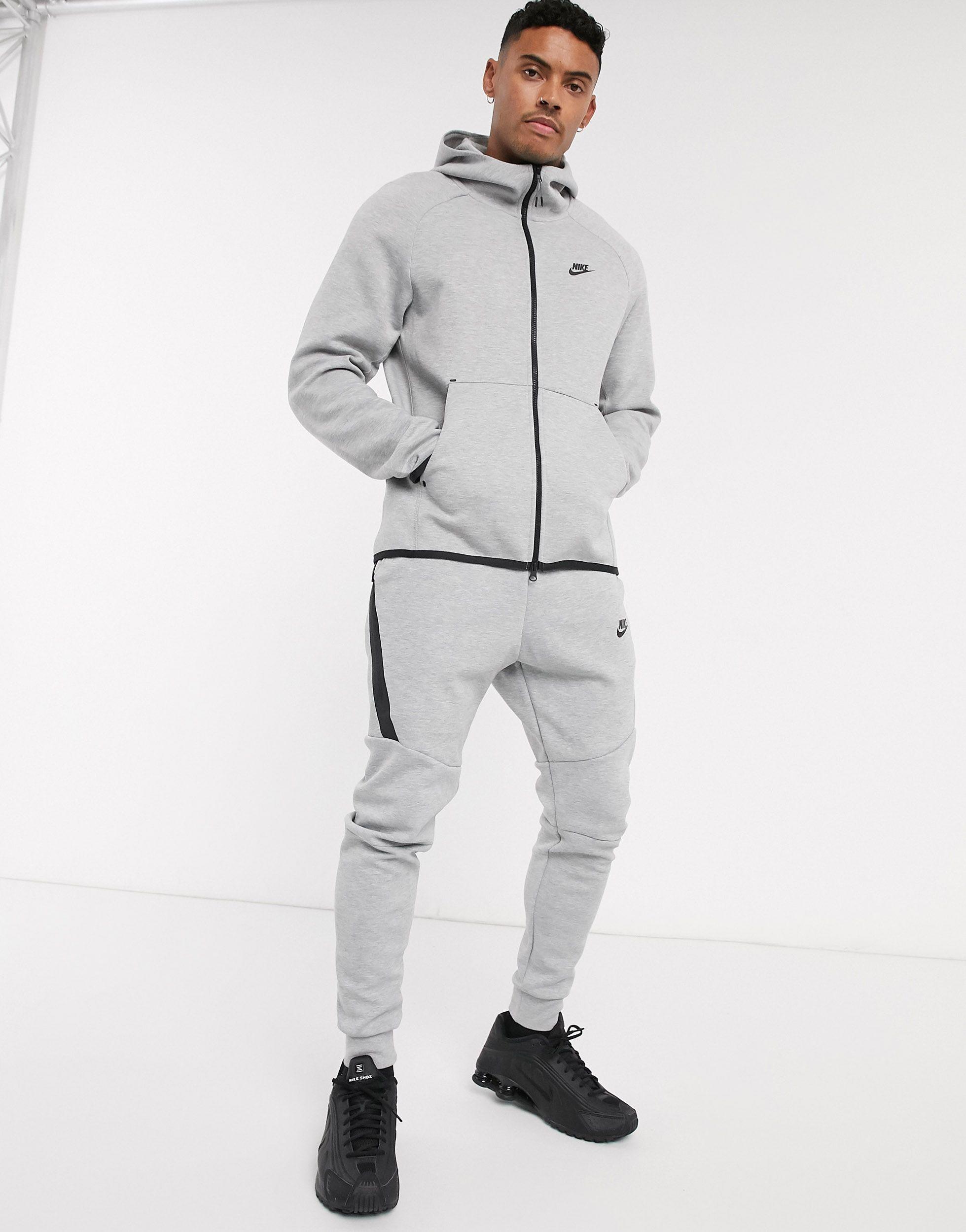 nike tech fleece zip through hoodie in grey