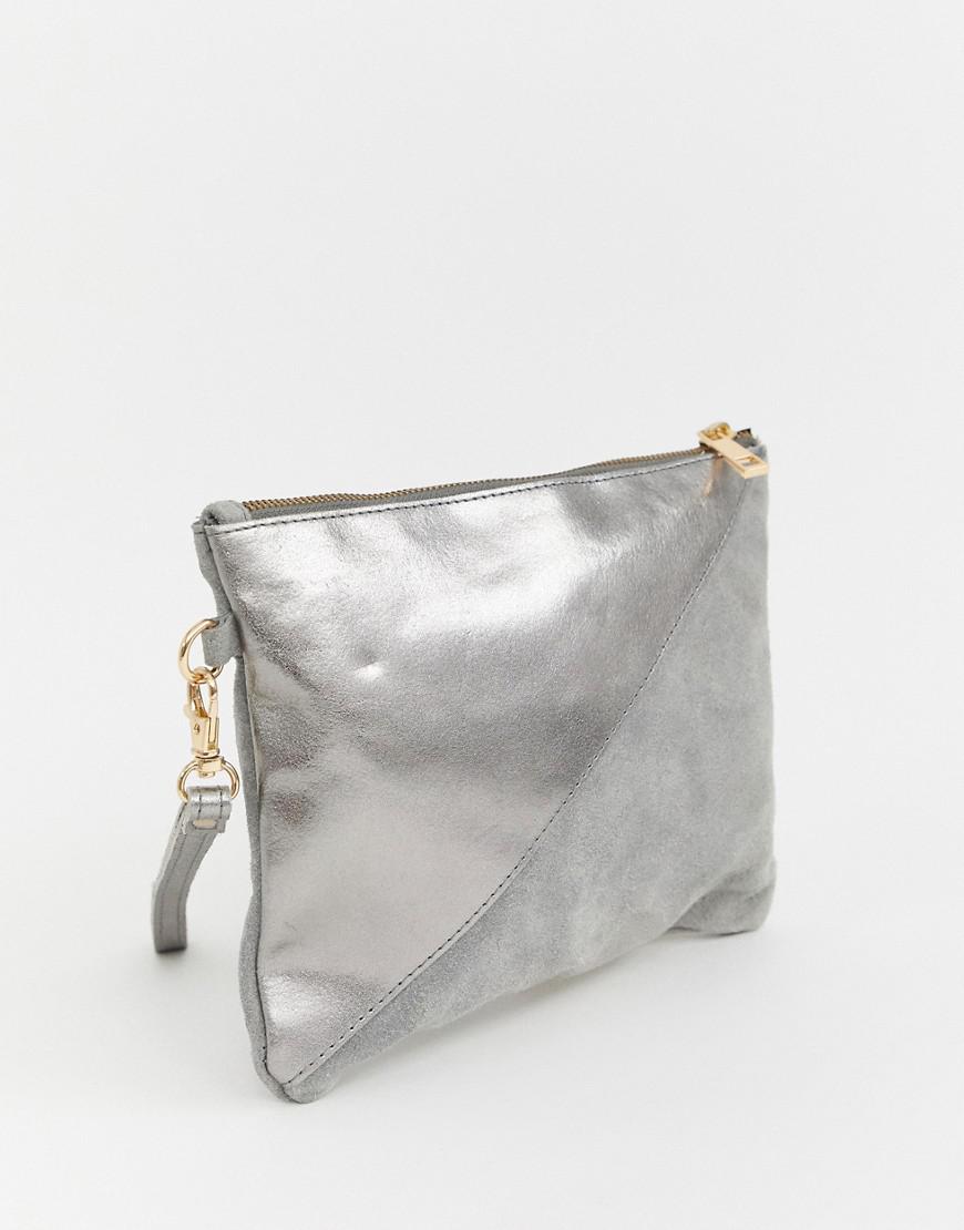 silver wrist bag