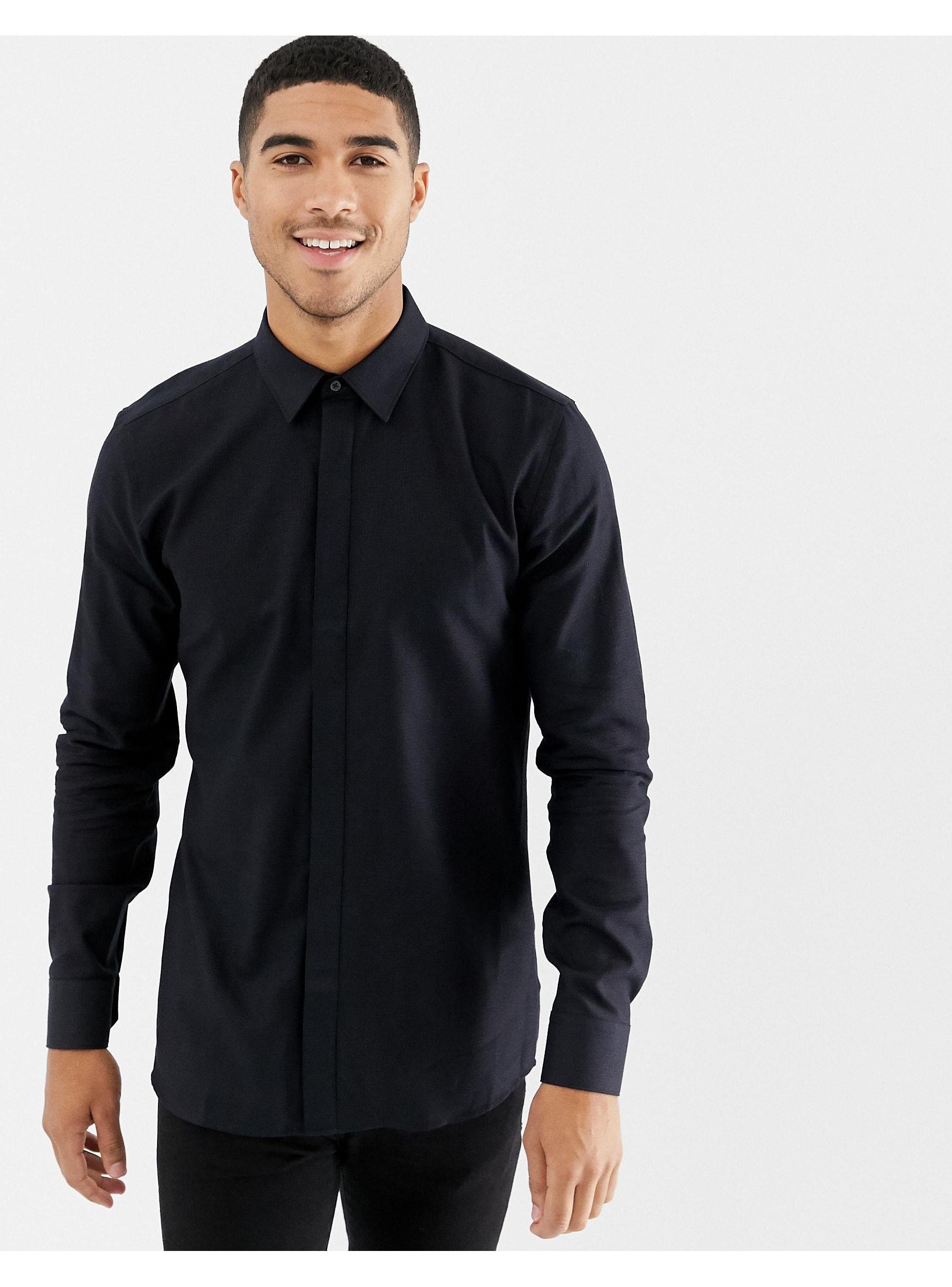 Camisa negra brillante HUGO de hombre de color Negro | Lyst