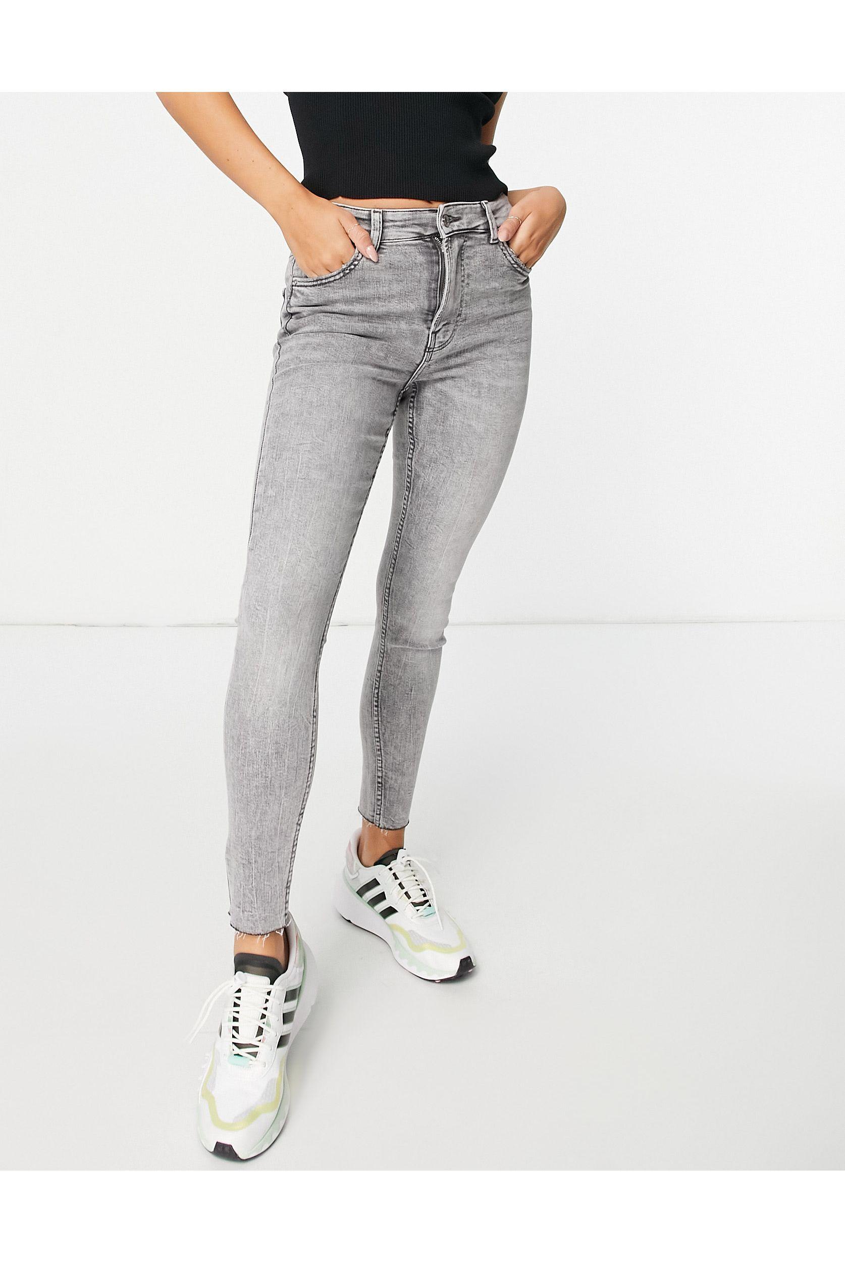 Jeans skinny a vita alta slavatoBershka in Denim di colore Grigio | Lyst