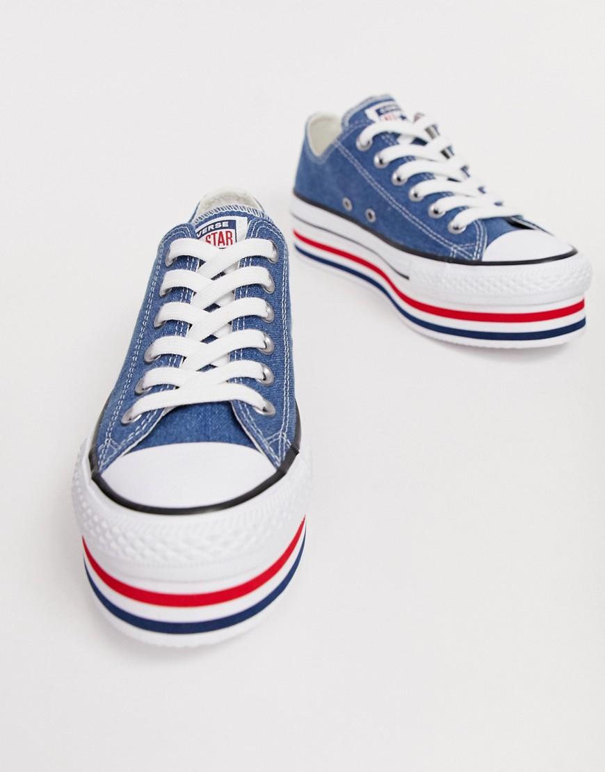 Converse Chuck Taylor All Star Platform Layer Blue Trainers | Lyst