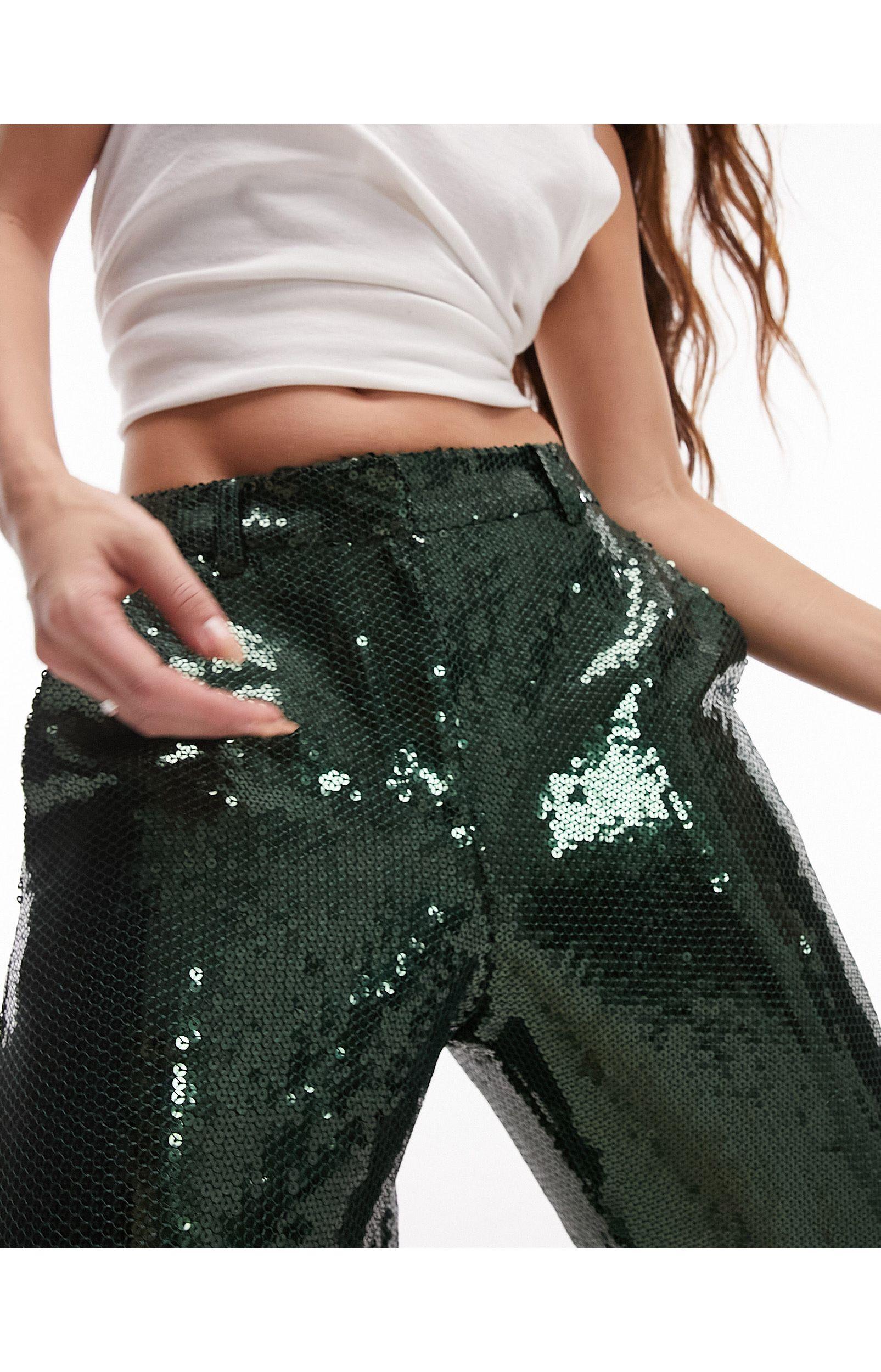 ASOS EDITION sequin crop top and trouser co-ord in green | ASOS