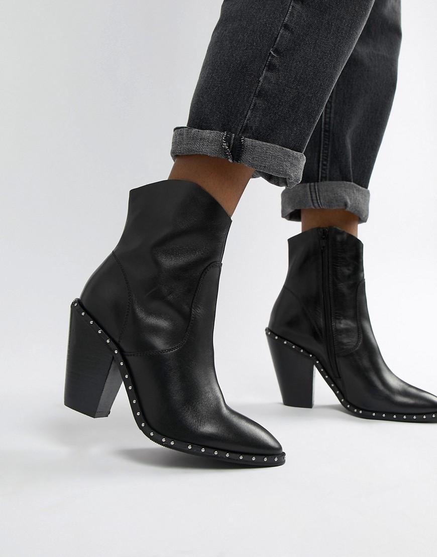 Bronx Heeled Leather Western Boots in Black | Lyst