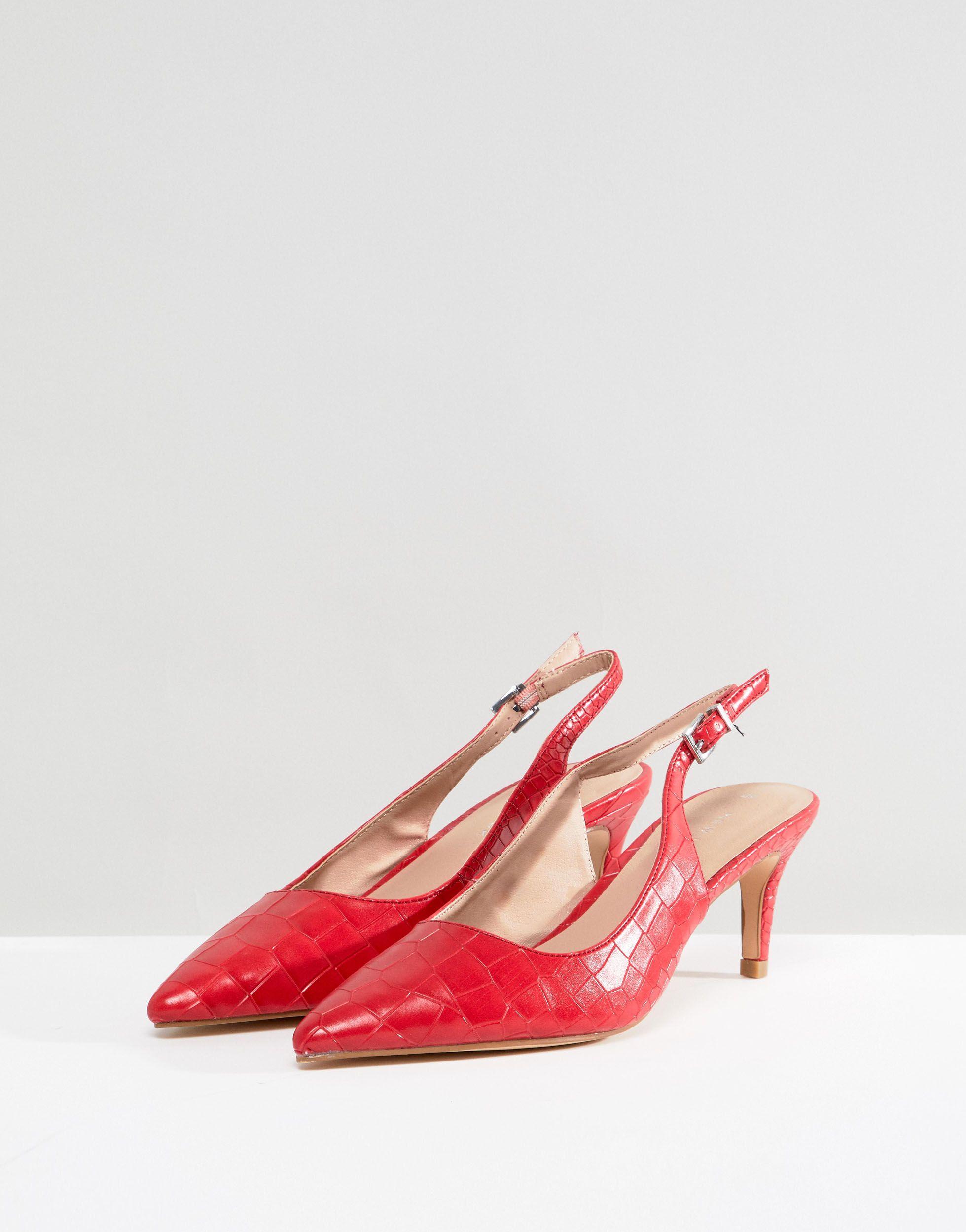 New Look Slingback Croc Effect Court in 